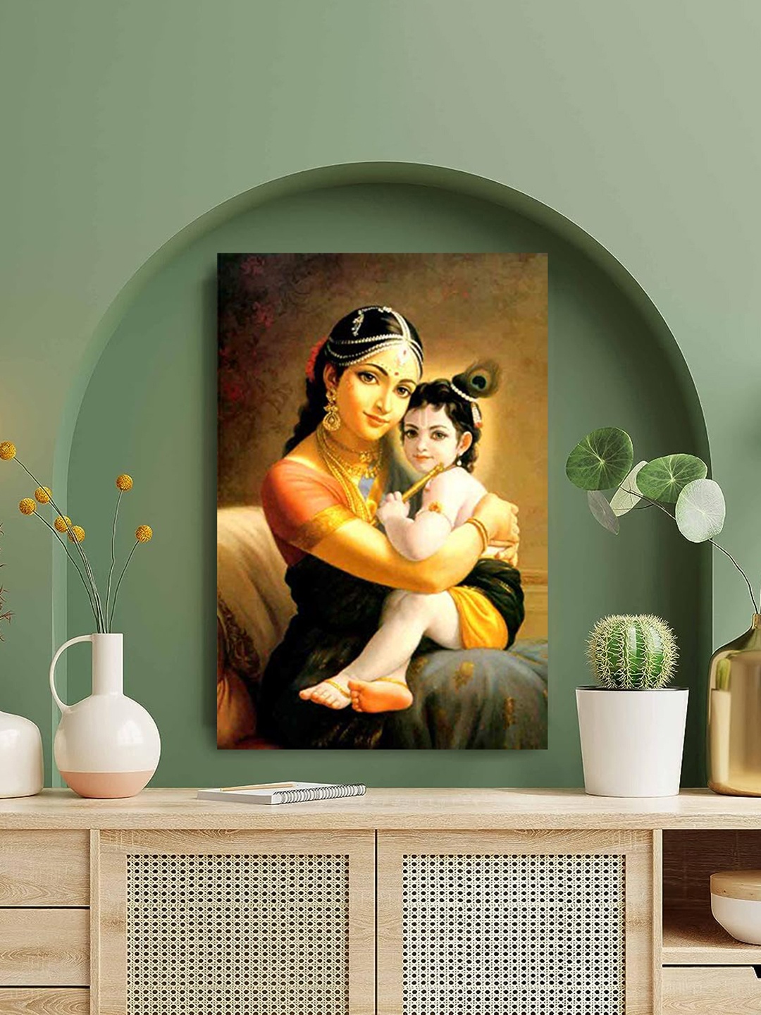 

British Terminal Yashoda with Krishna Religious Wall Sticker, Multi
