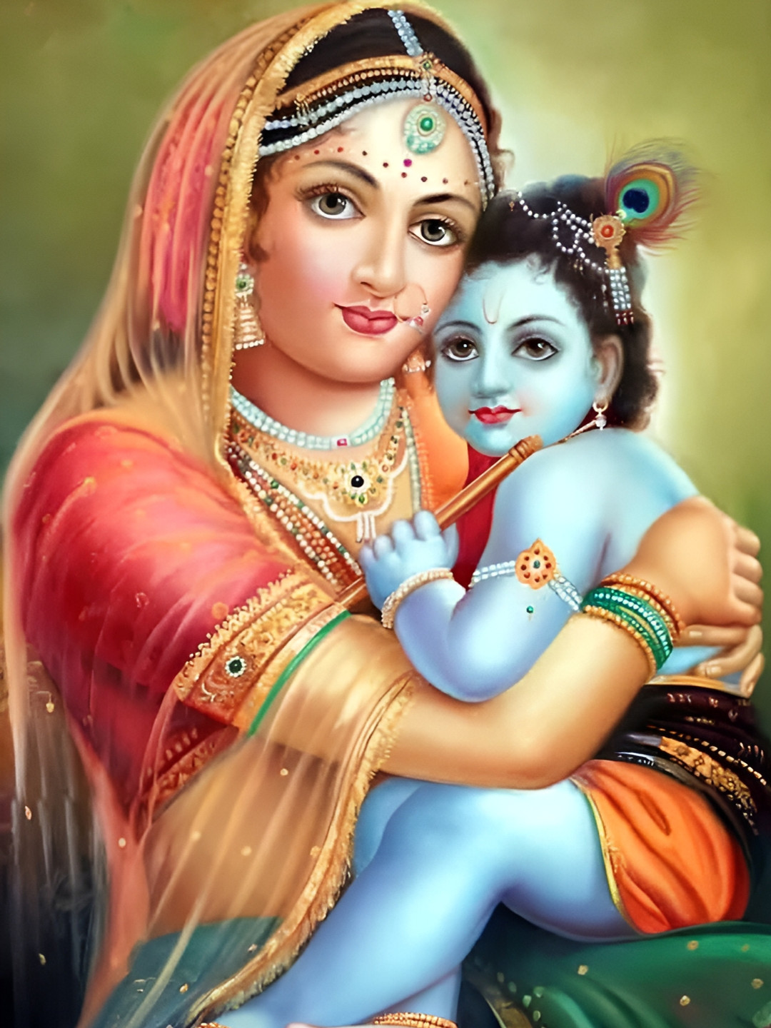 

British Terminal Maa Yashoda with Baby Krishna Sticker, Red