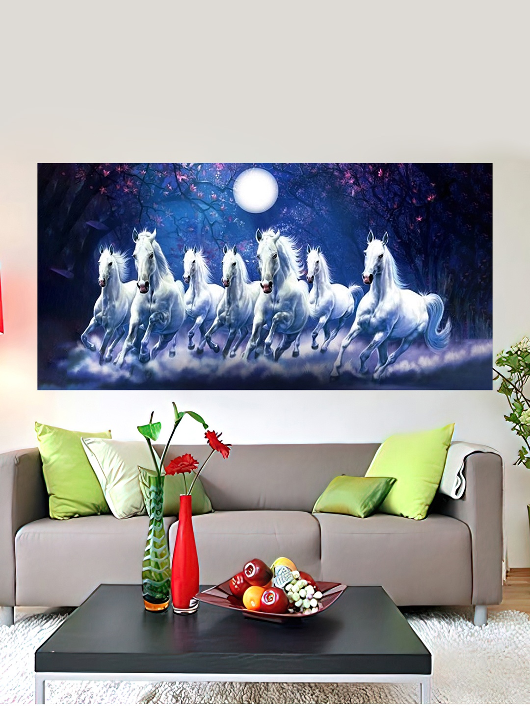 

British Terminal White & Blue Seven Running Horses Wall Sticker