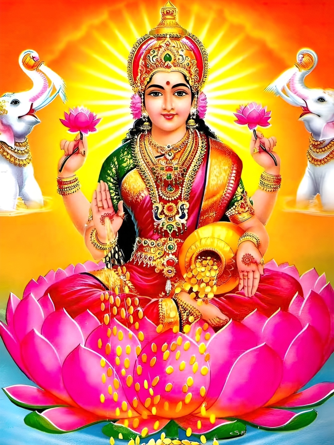 

British Terminal Goddess Lakshmi Religious Wall Sticker, Multi