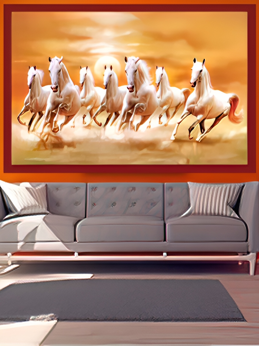

British Terminal Orange & White Seven Running Horses Wall Sticker