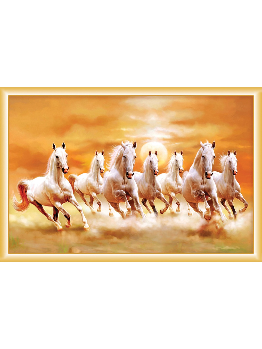 

British Terminal Orange & White Seven Running Horses Wall Sticker