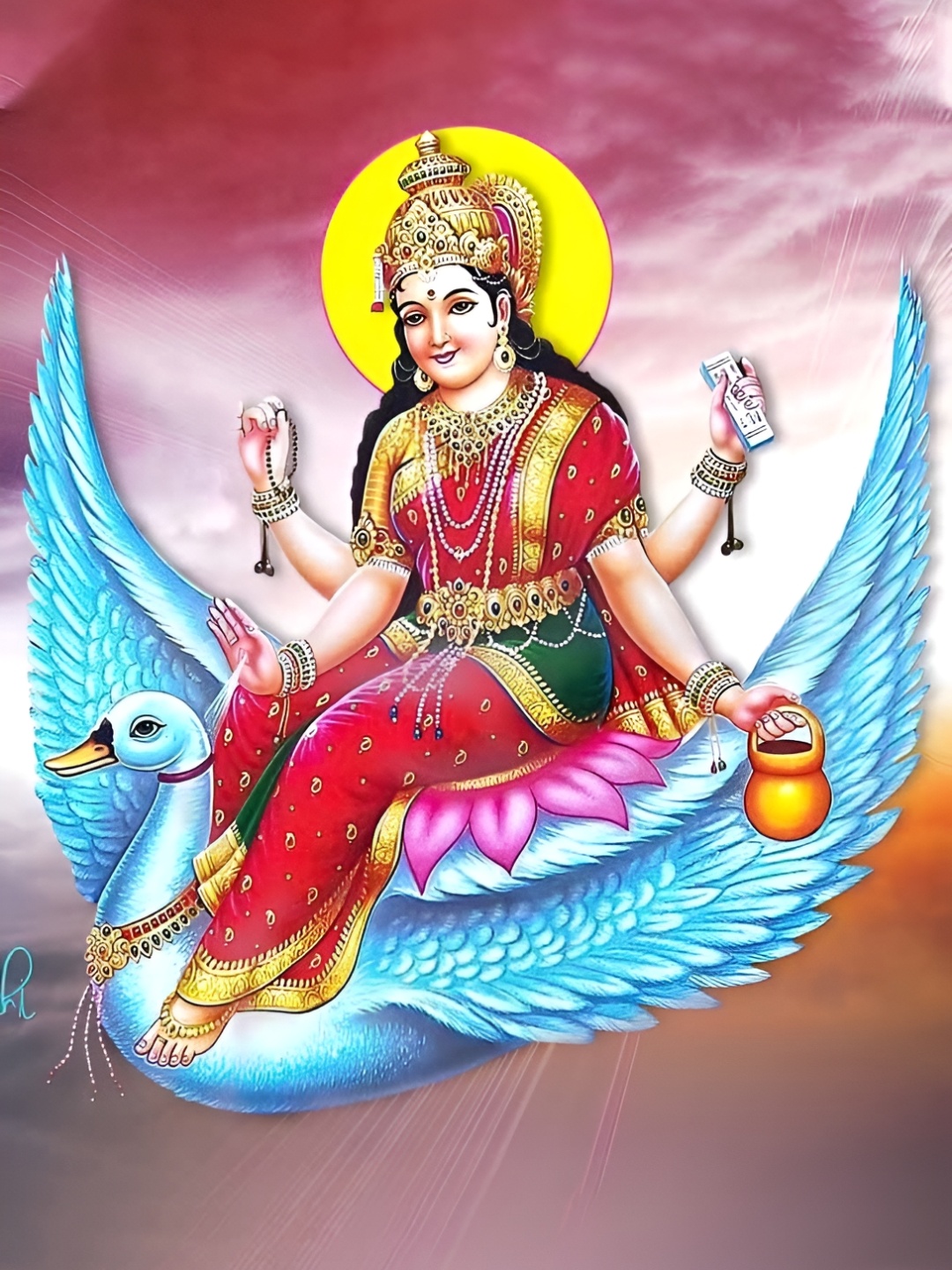 

British Terminal Goddess Brahmani Maa Religious Wall Sticker, Multi