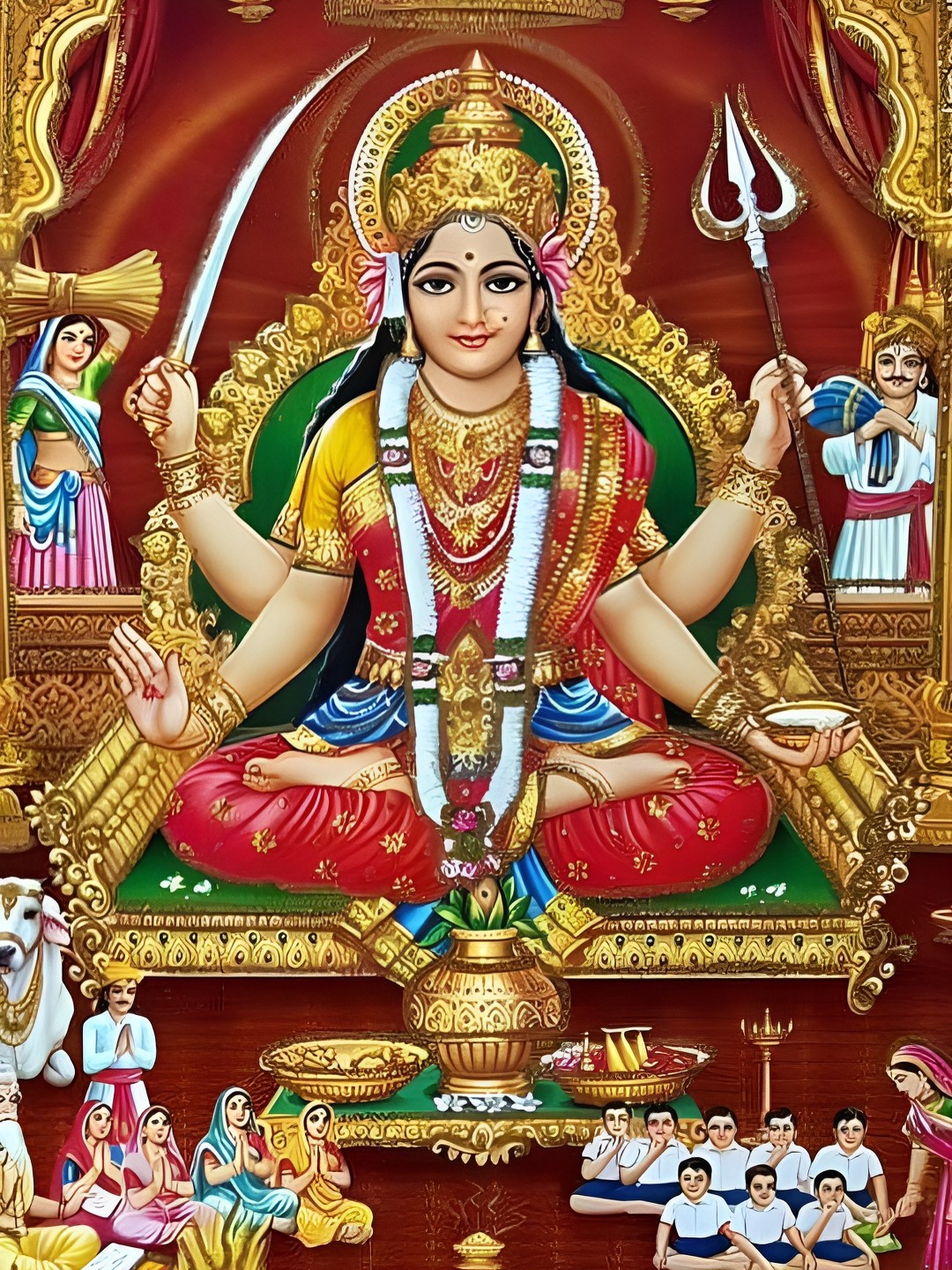 

British Terminal Goddess Santoshi Maa Religious Wall Sticker, Multi