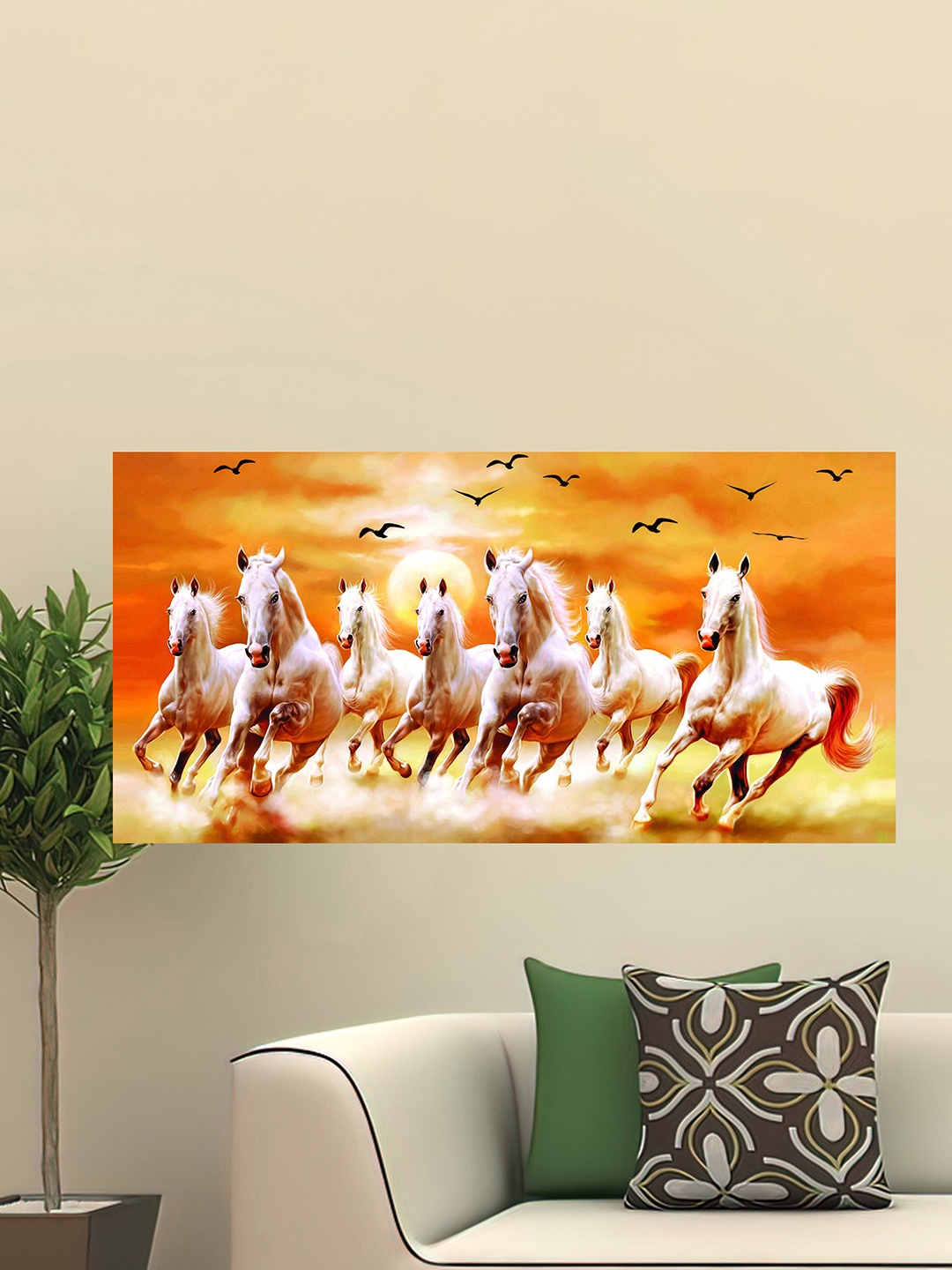 

British Terminal Orange & White 1 Piece Paper Birds and Animals Wall Paintings