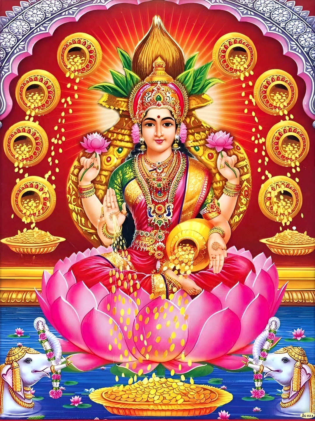 

British Terminal Goddess Lakshmi Wall Sticker, Multi