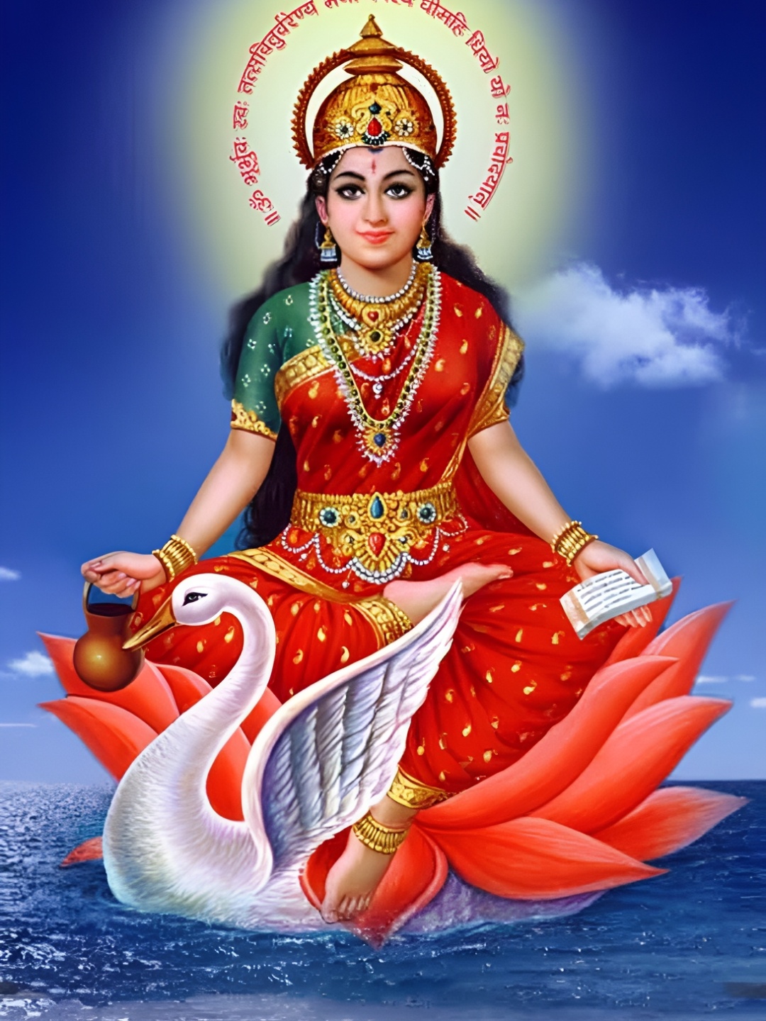 

British Terminal Goddess Gayatri Mata Religious Wall Sticker, Multi