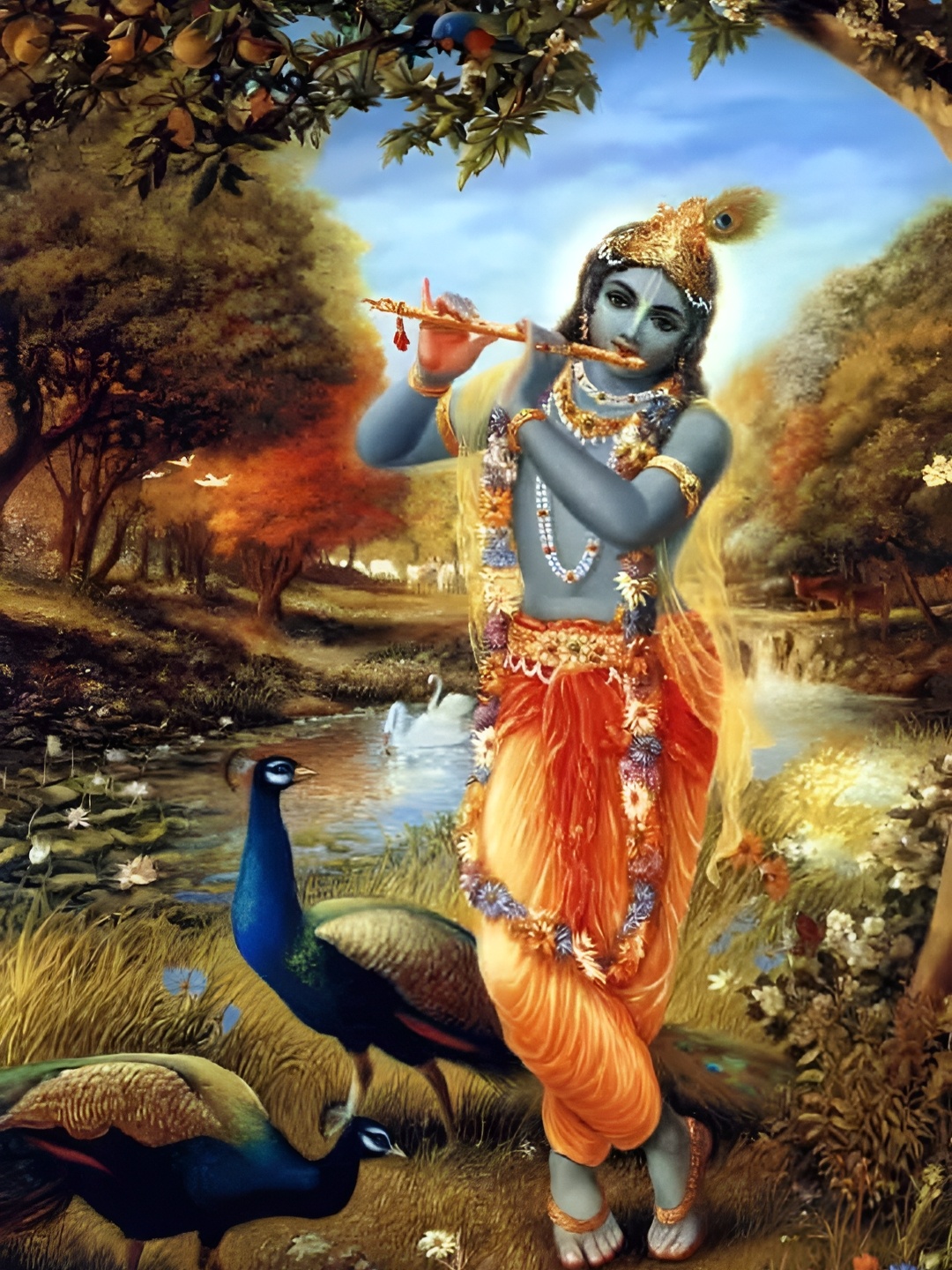 

British Terminal Lord Krishna Religious Wall Sticker, Multi