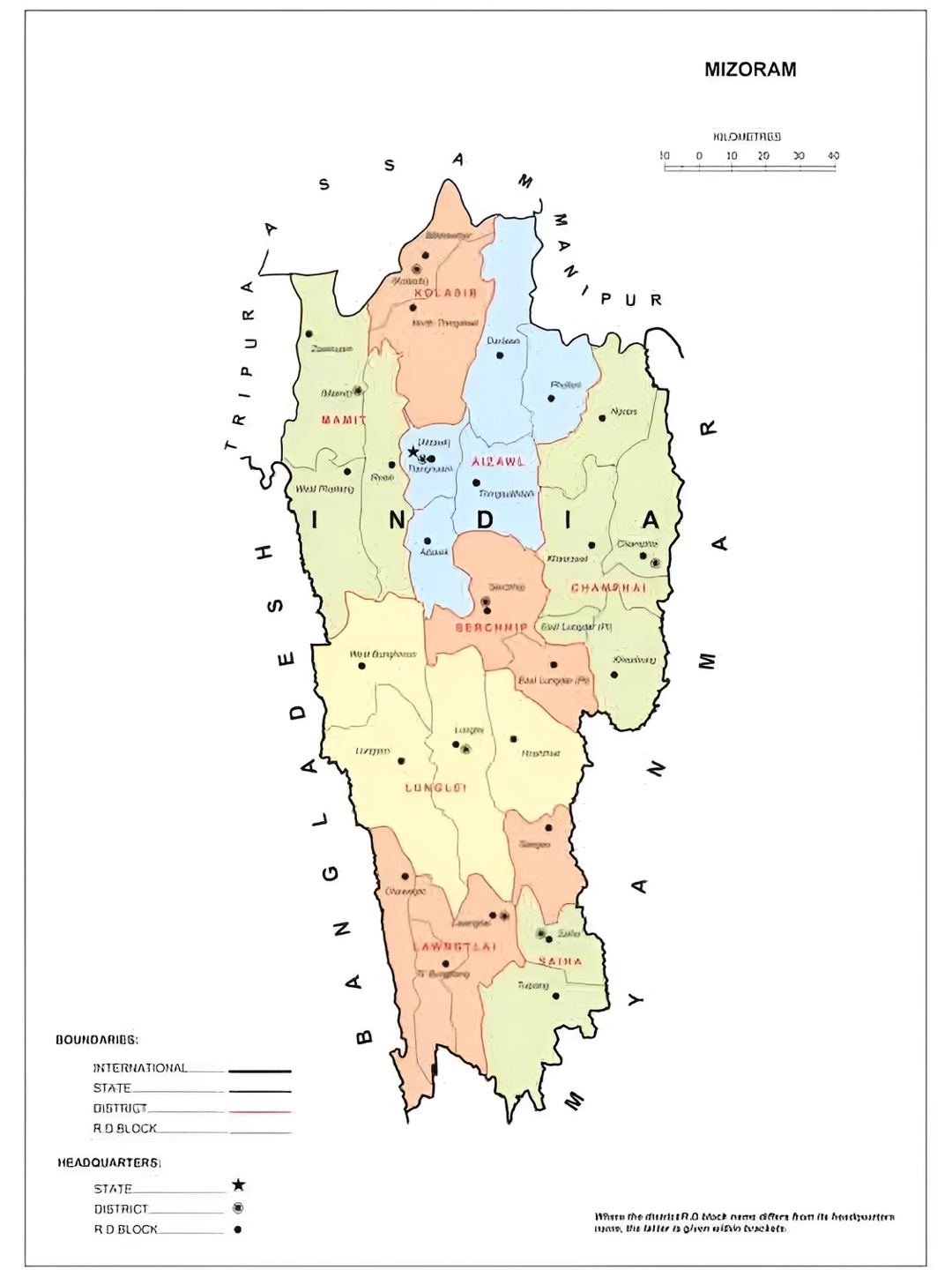 

British Terminal Mizoram Map Poster, White