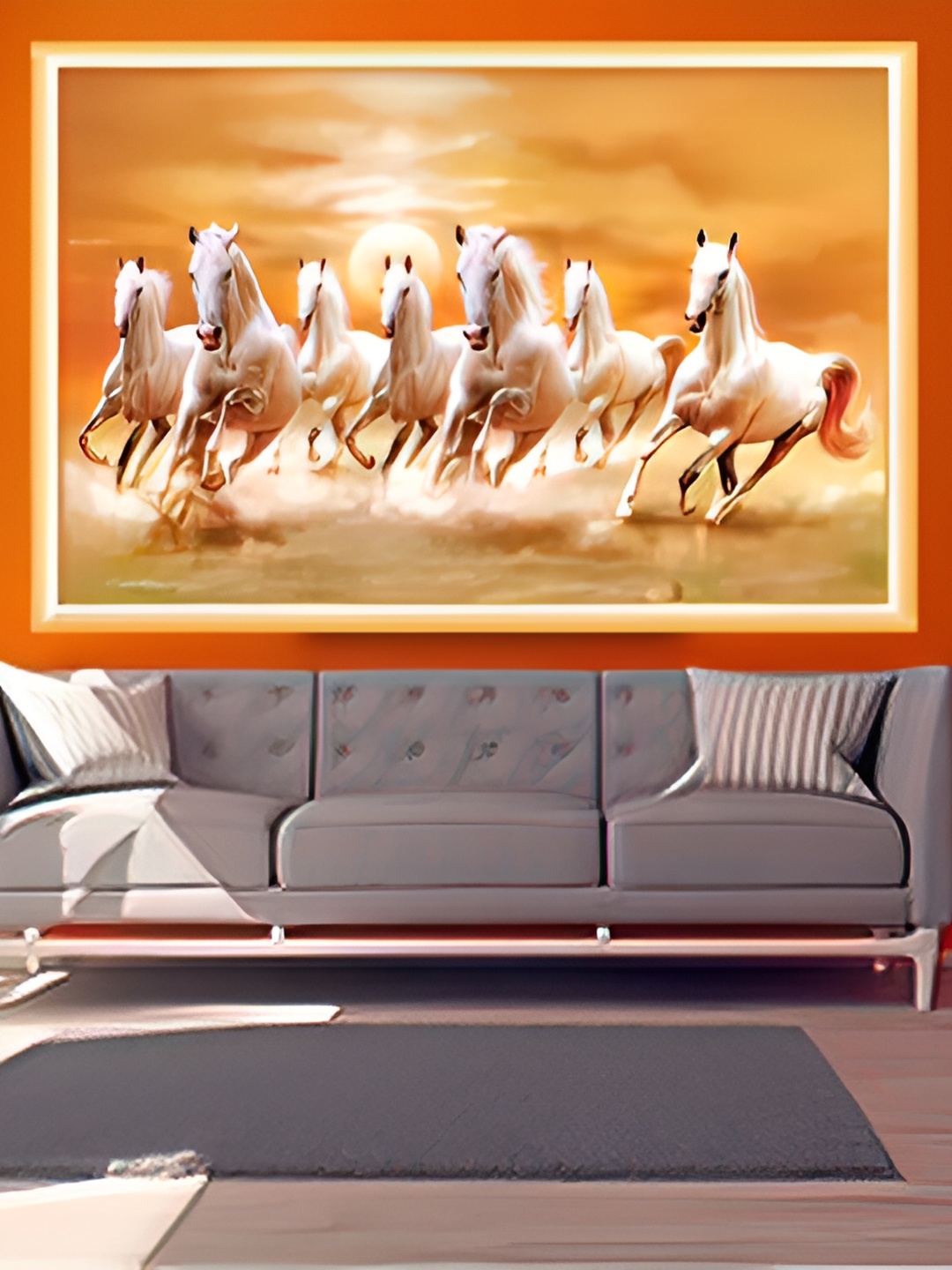 

British Terminal Orange & White Seven Running Horses Wall Sticker, Brown