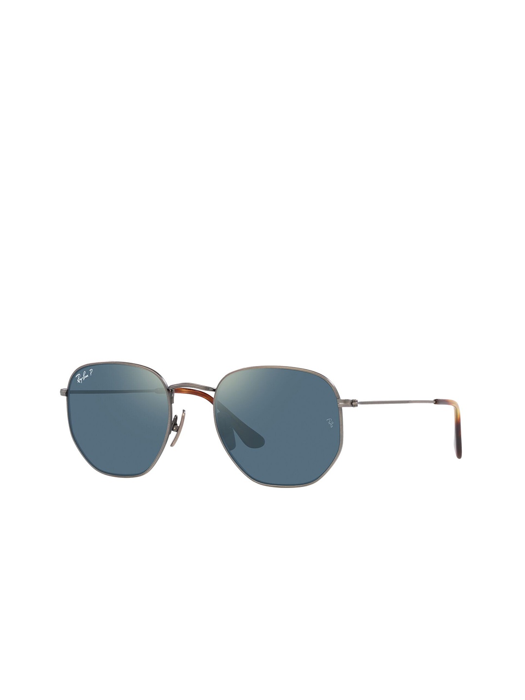 

Ray-Ban Unisex Round Sunglasses with Polarised and UV Protected Lens, Blue
