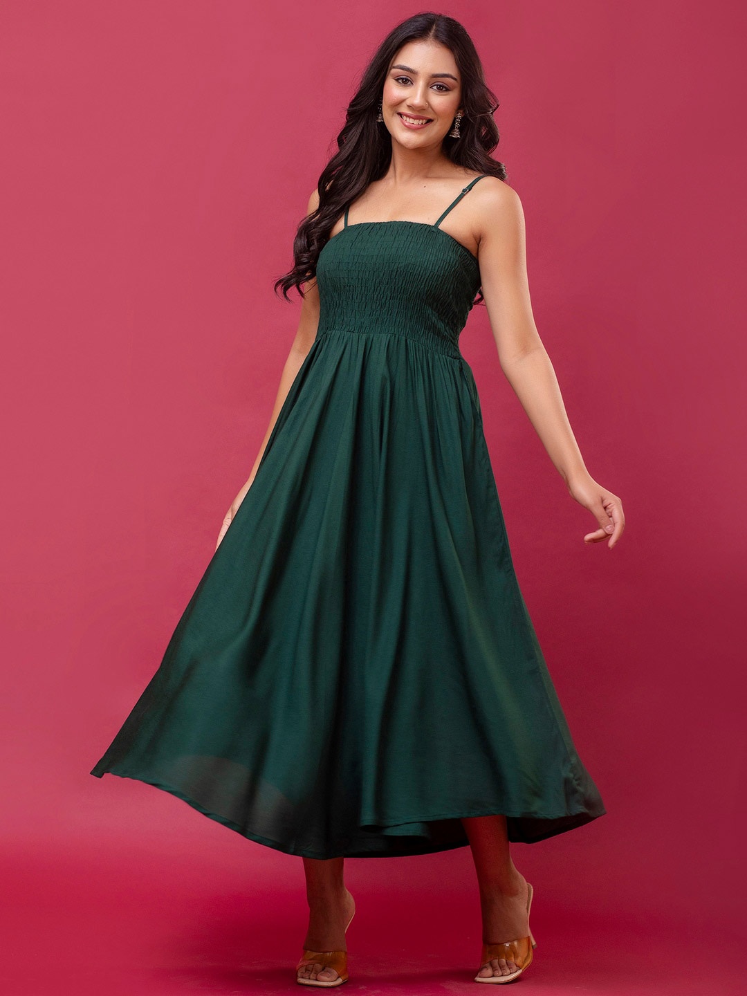 

FERANOID Off-Shoulder Maxi Dress, Green