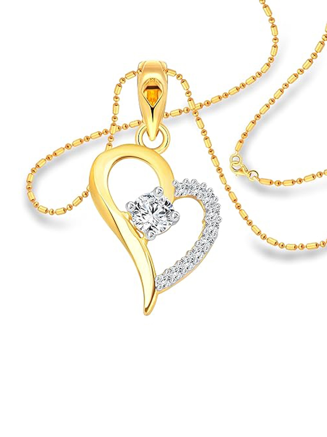 

Vighnaharta Gold-Plated Heart Shaped Pendants with Chains