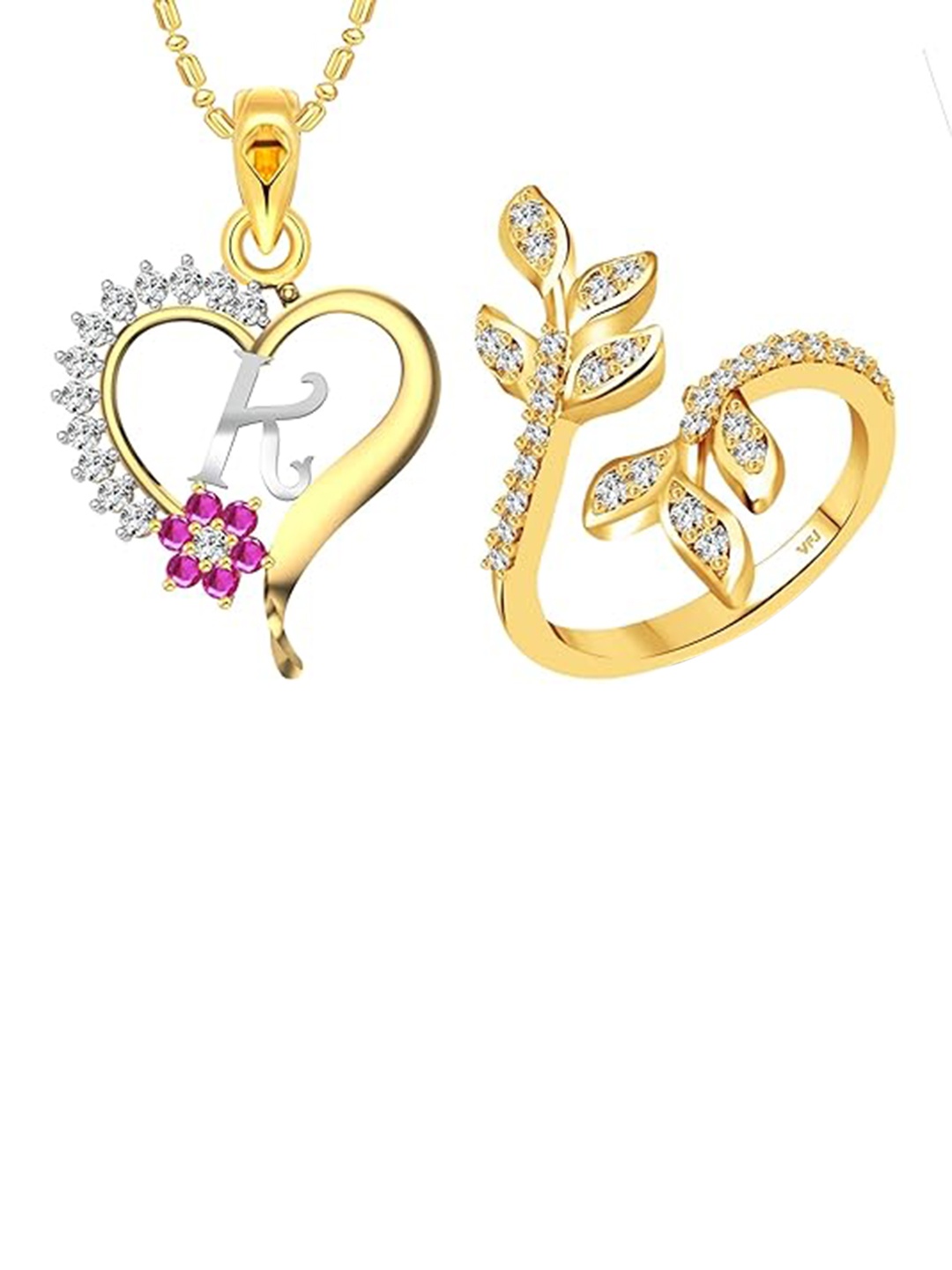 

Vighnaharta Gold-Plated Heart Shaped Pendants with Chains