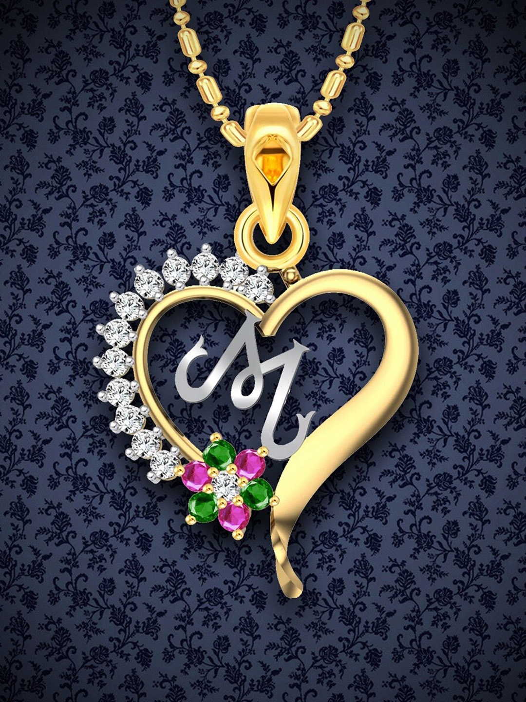 

Vighnaharta Gold-Plated Heart Shaped Pendants with Chains