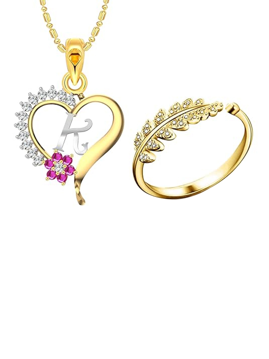 

Vighnaharta Gold-Plated Heart Shaped Pendants with Chains