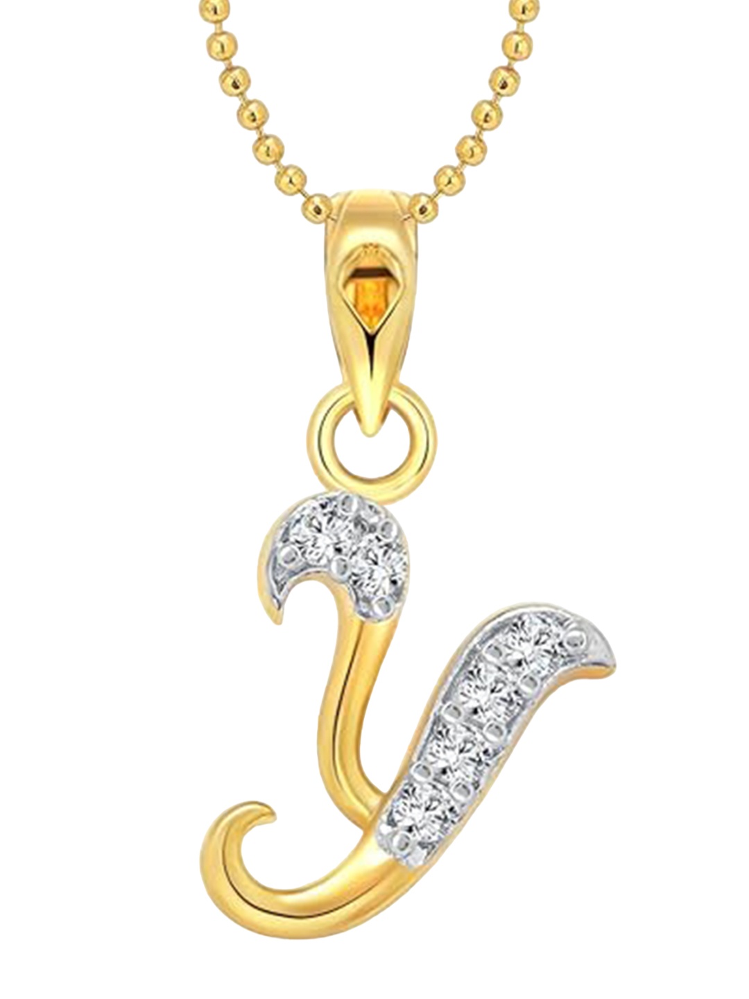 

Vighnaharta Gold-Plated Y Letter CZ-Studded Pendant