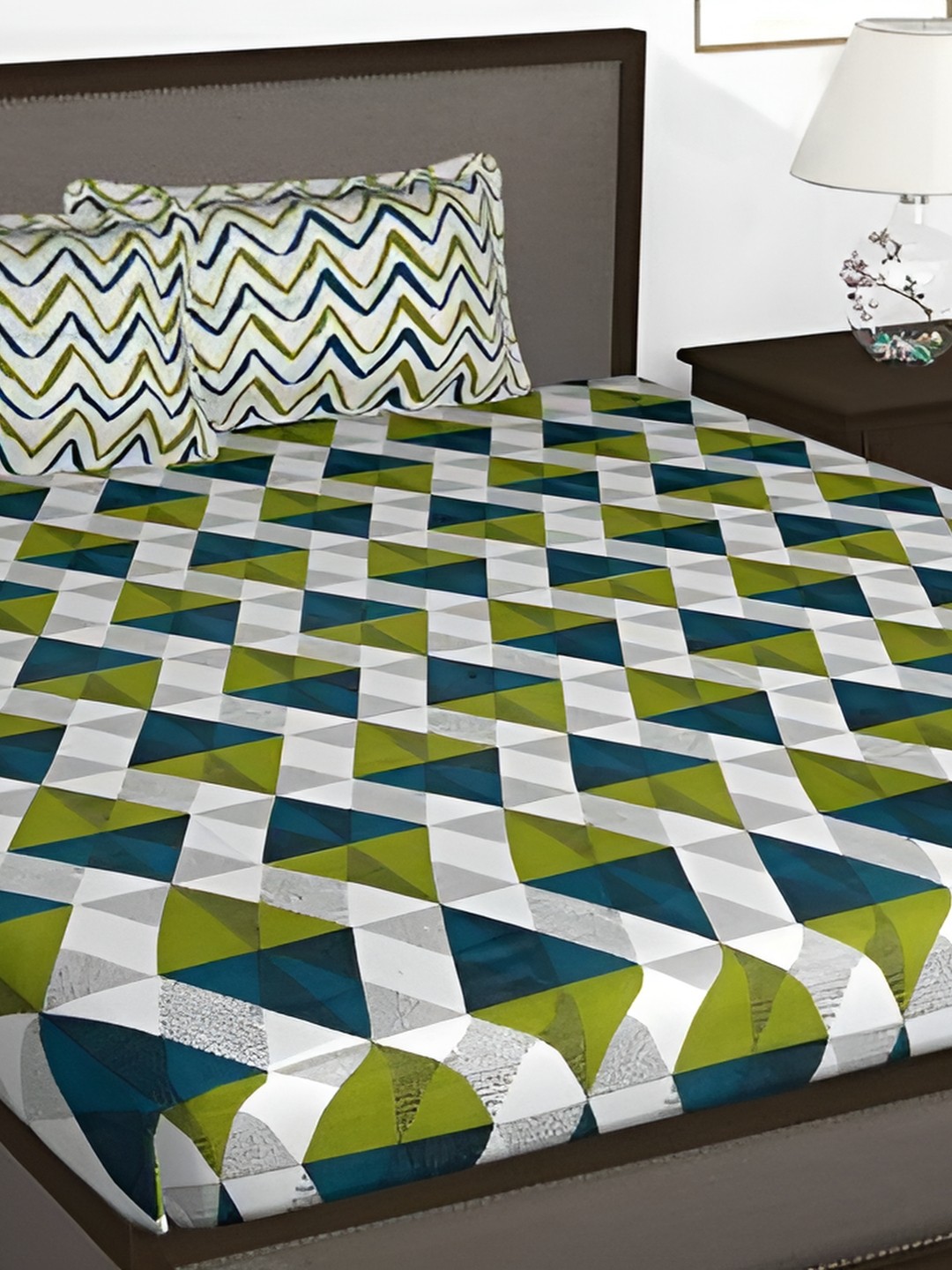 

Sohibe Green Printed Pure Cotton Double Bed Cover with Pillow Cover
