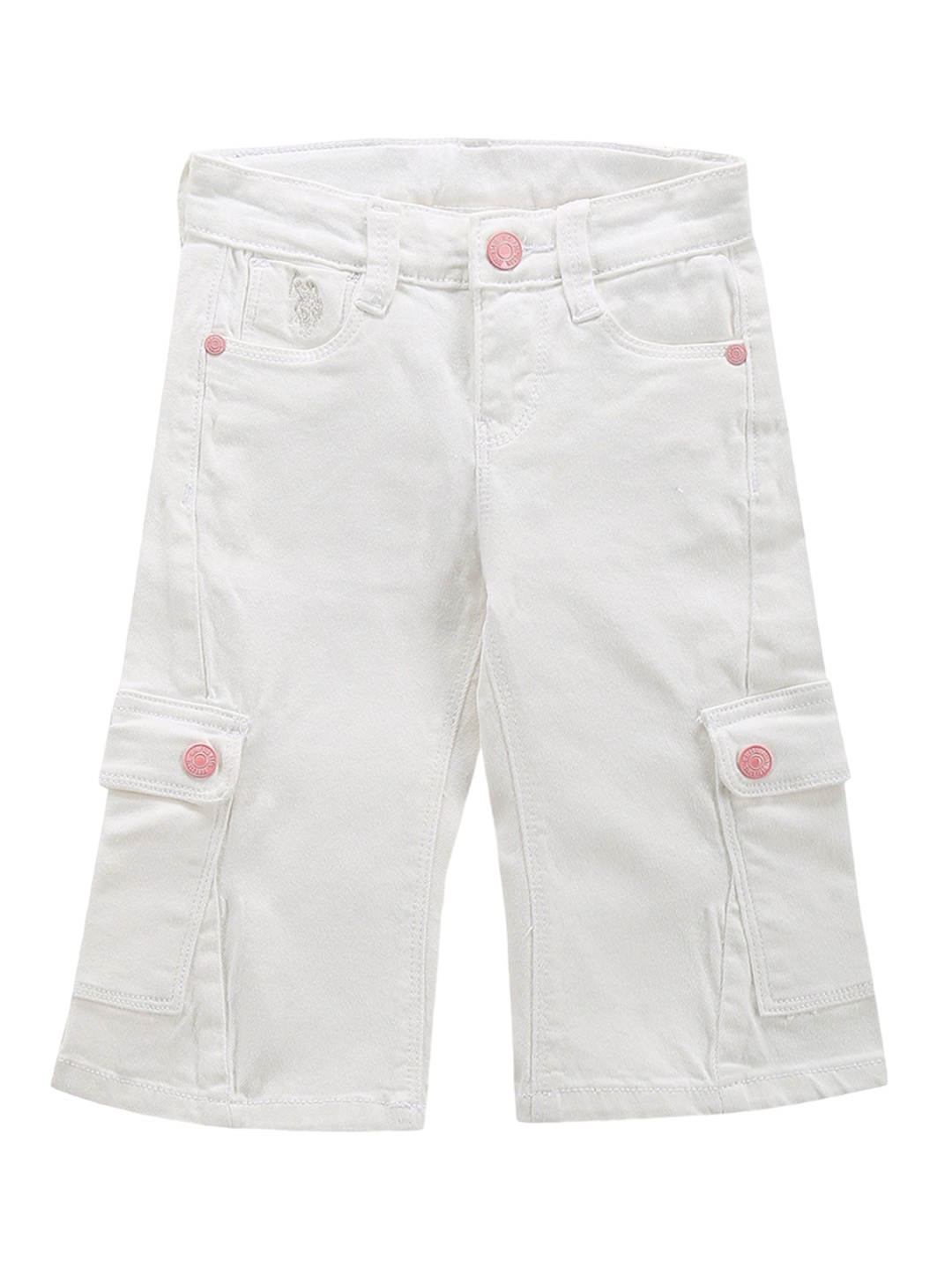 

U.S. Polo Assn. Kids Girls Classic Slim Fit Clean Look Cargos Jeans, White