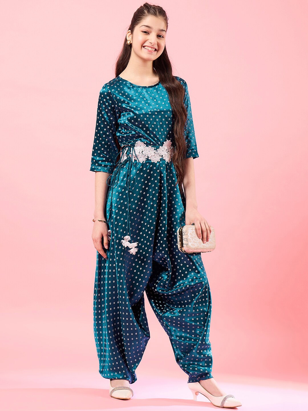 

pspeaches Girls Printed Basic Jumpsuit, Blue