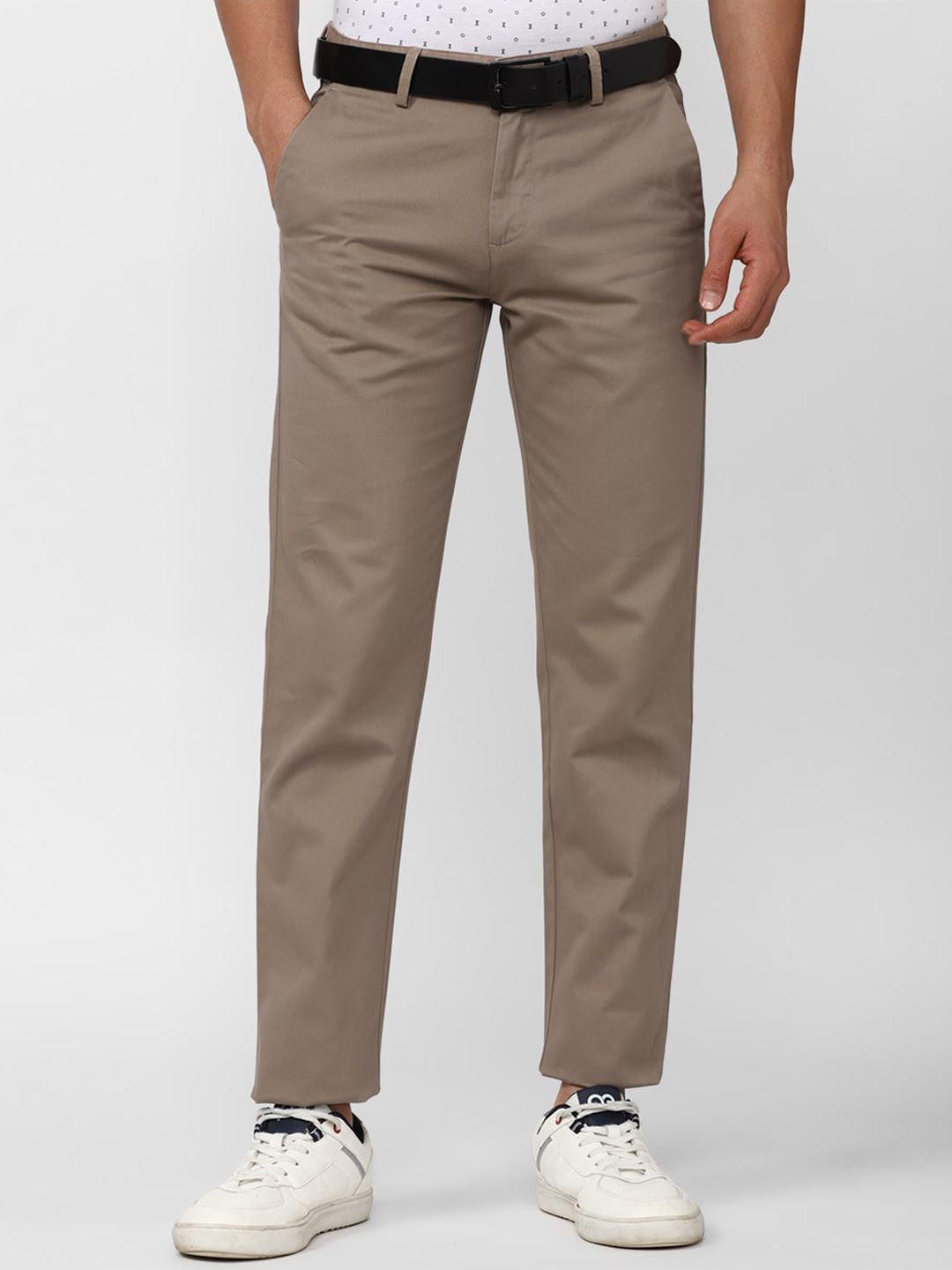 

Peter England Casuals Men Slim Fit Mid-Rise Cotton Trousers, Brown