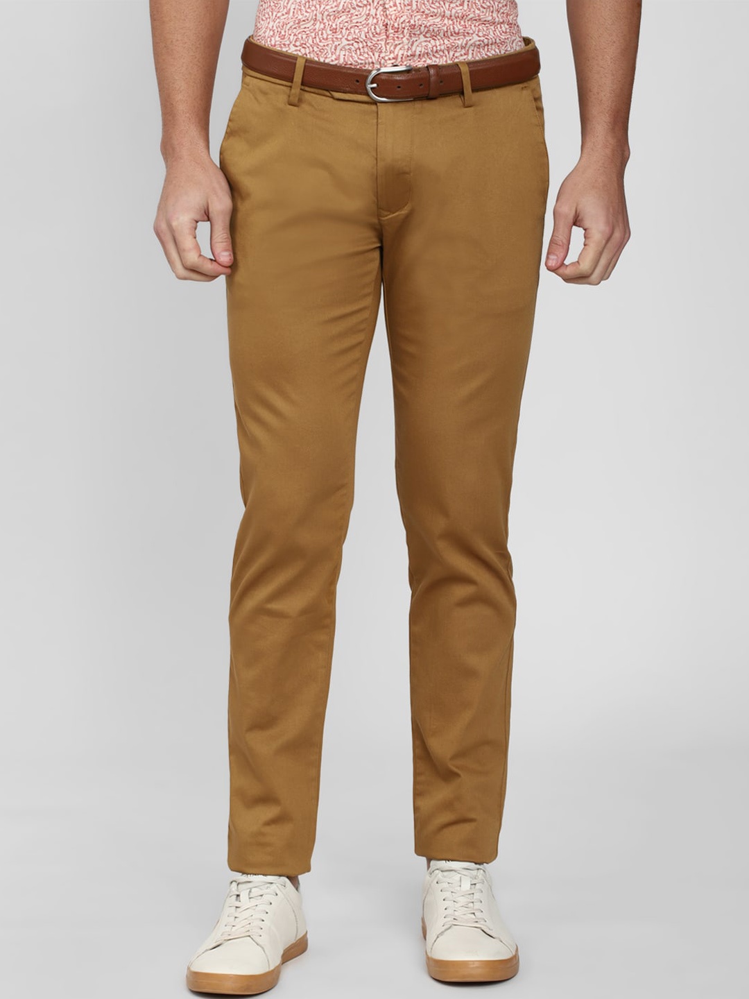 

Peter England Casuals Men Slim Fit Mid-Rise Trousers, Brown