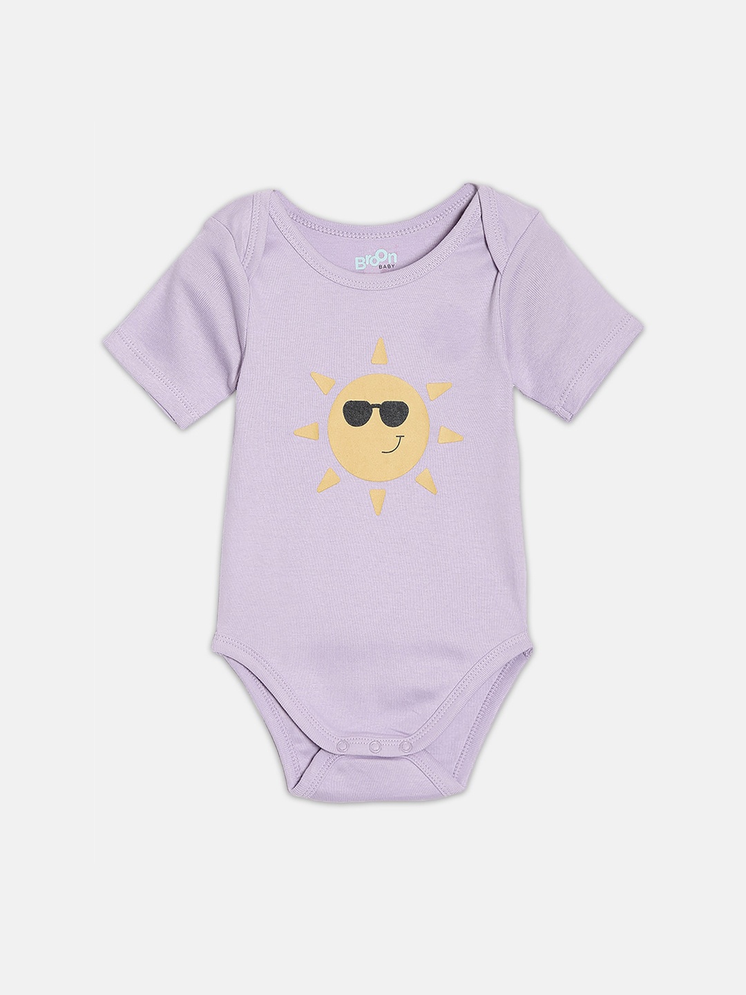 

Broon Infant Girls Printed Cotton Bodysuit, Purple