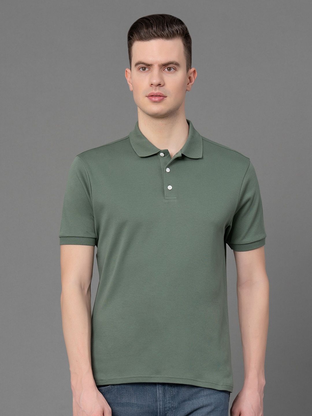 

Red Tape Polo Collar Pure Cotton T-shirt, Green