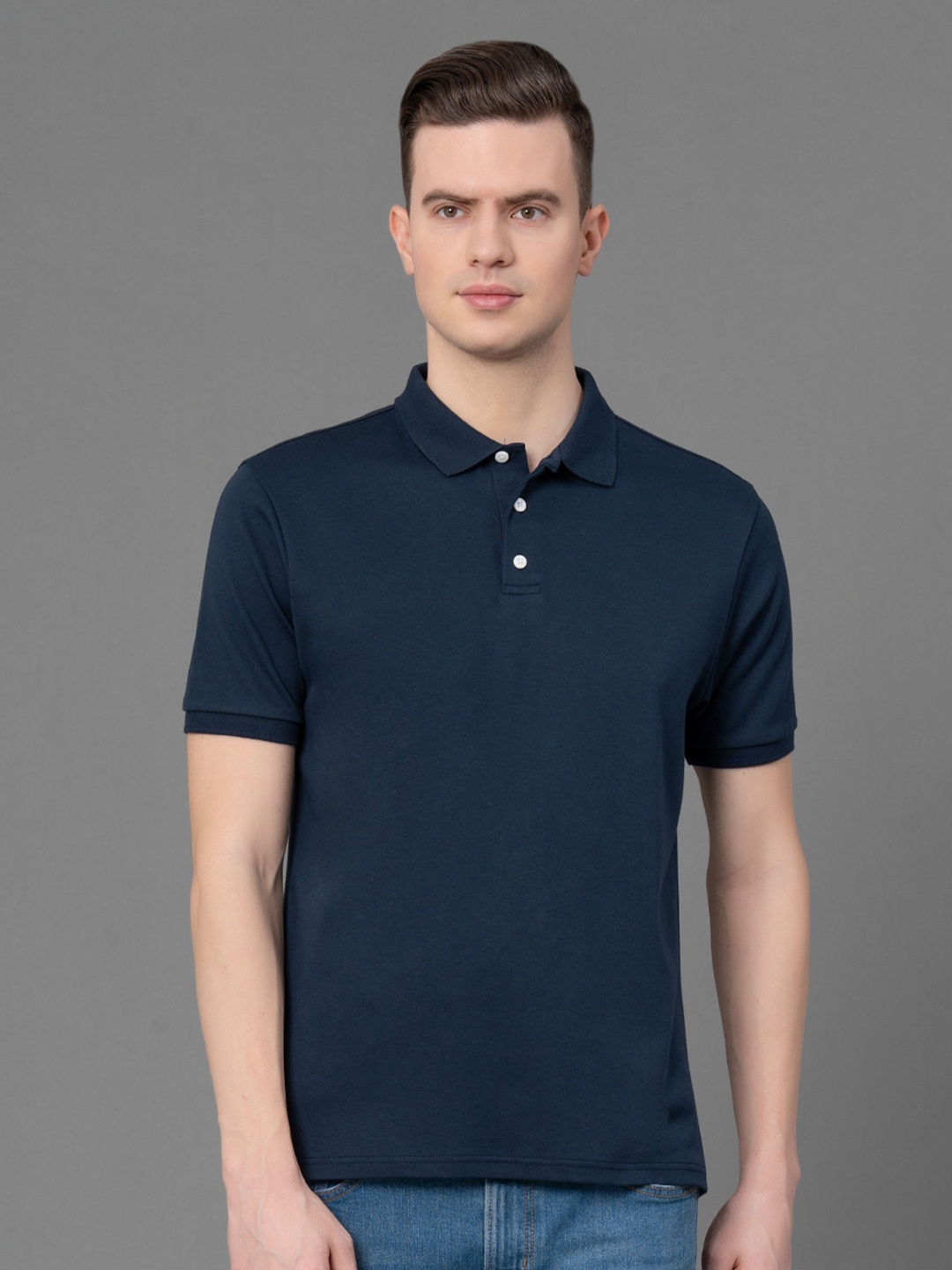 

Red Tape Men Polo Collar Pure Cotton Pockets T-shirt, Navy blue