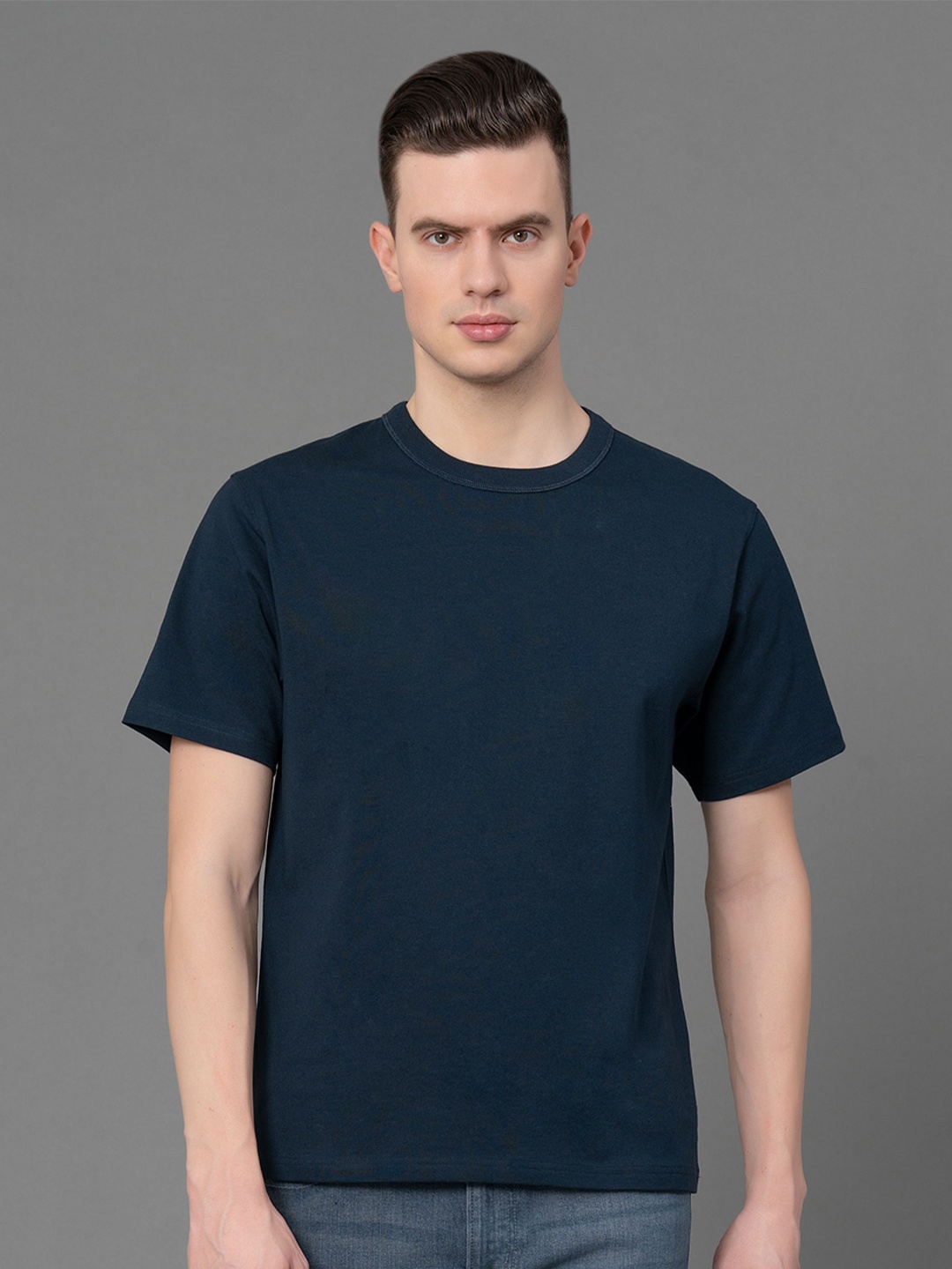 

Red Tape Round Neck Pure Cotton T-shirt, Navy blue