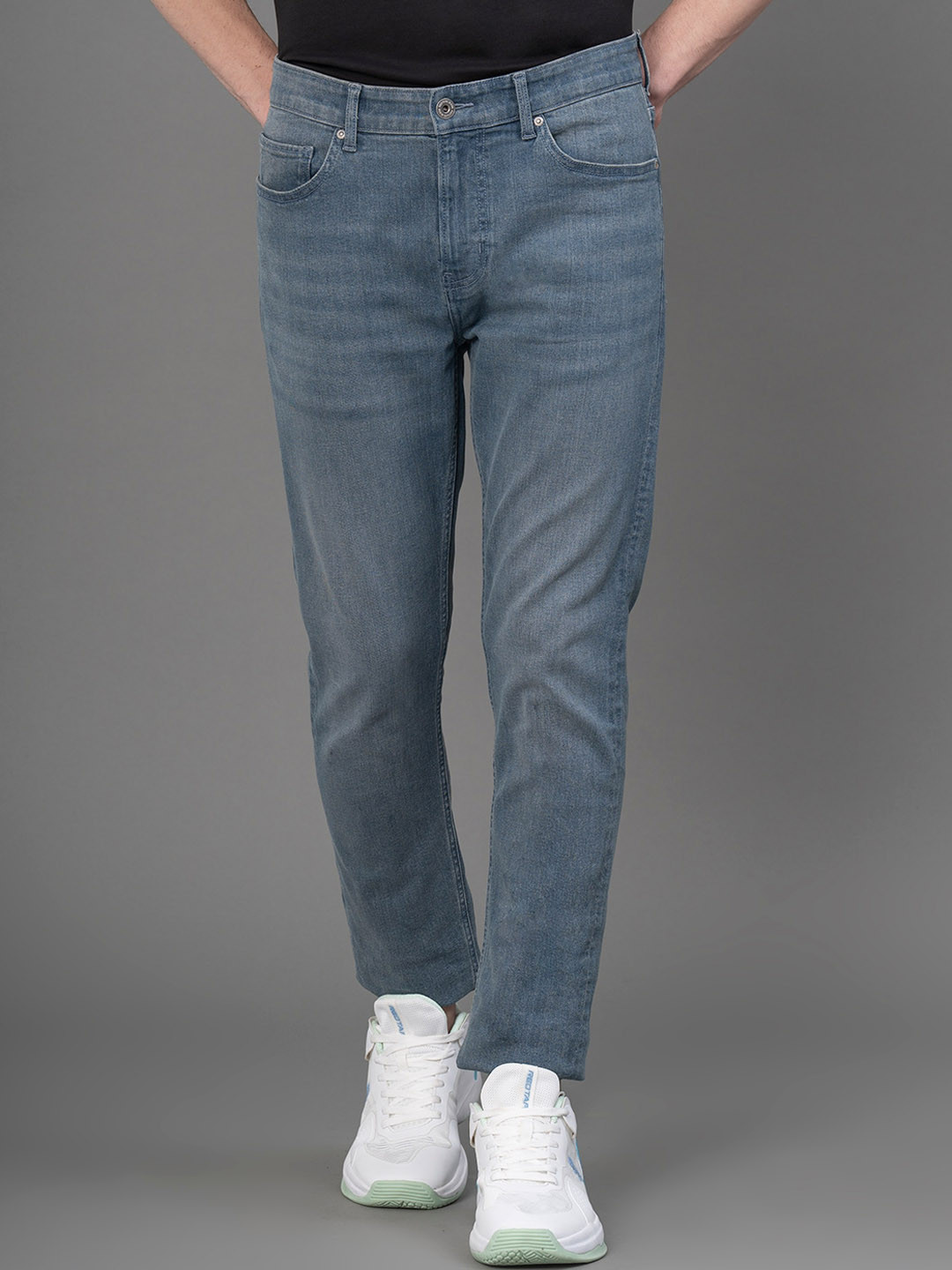 

Red Tape Men Mid-Rise Acid Wash Clean Look Stretchable Jeans, Grey