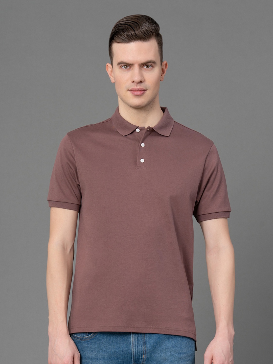 

Red Tape Polo Collar Pure Cotton T-shirt, Mauve