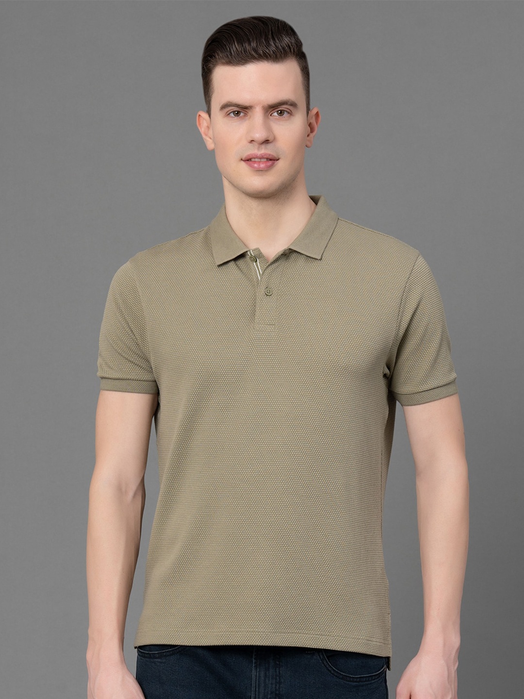 

Red Tape Self Design Modal T-Shirt, Olive