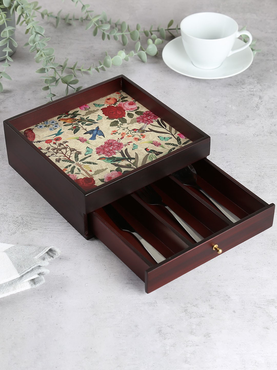 

India Circus by Krsnaa Mehta Brown Cutlery Organiser, Yellow