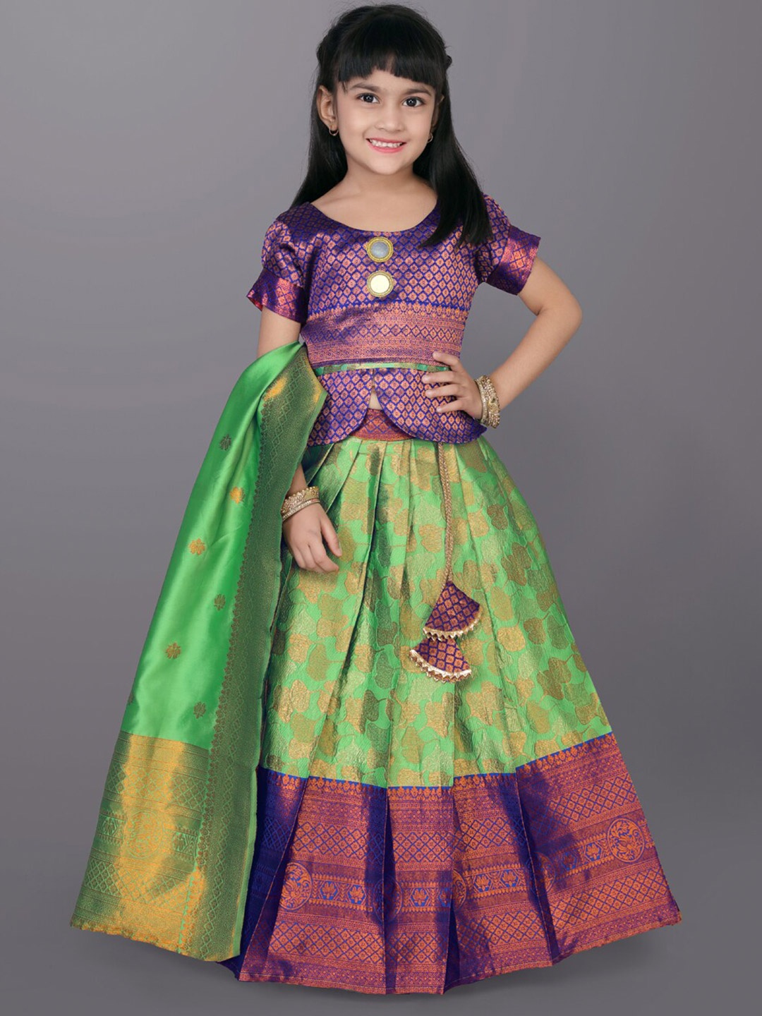 

BAESD Girls Ready to Wear Lehenga & Blouse With Dupatta, Green