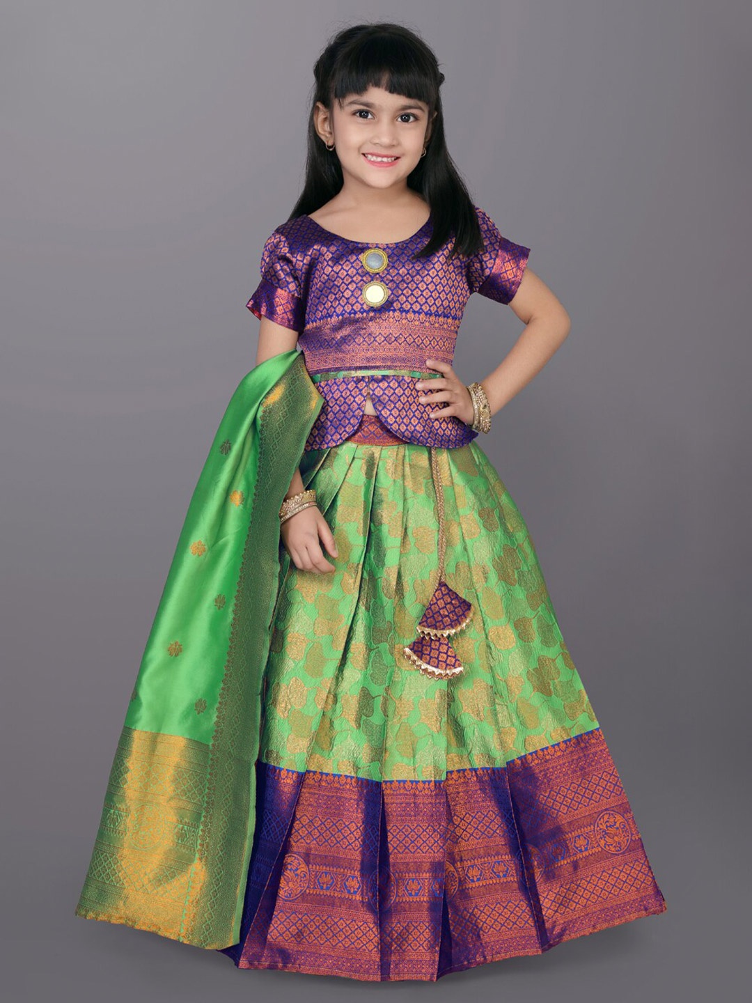 

BAESD Girls Ready to Wear Lehenga & Blouse With Dupatta, Green