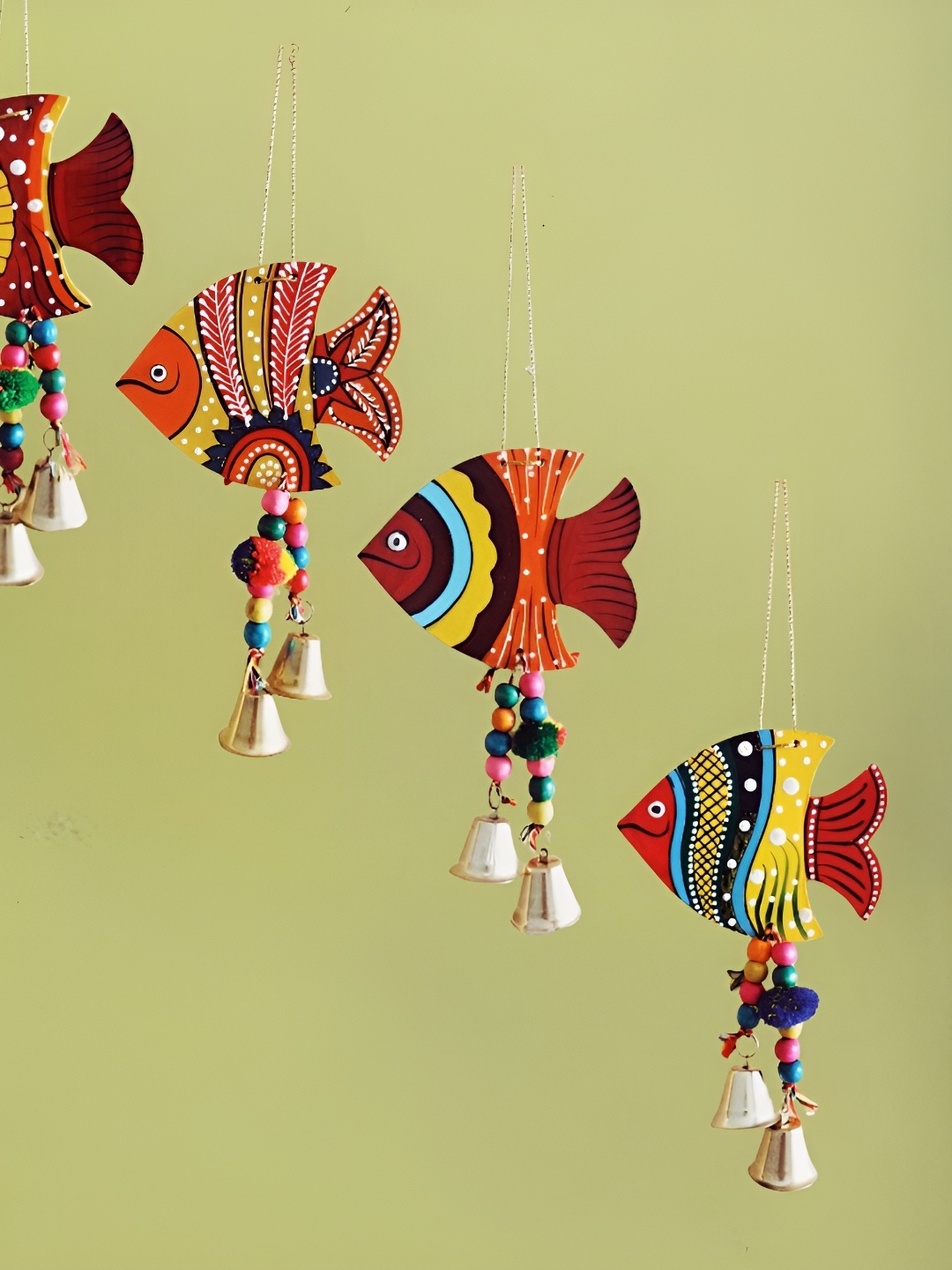 

Sohibe 4Pcs Red & Blue Printed Wall Hanging