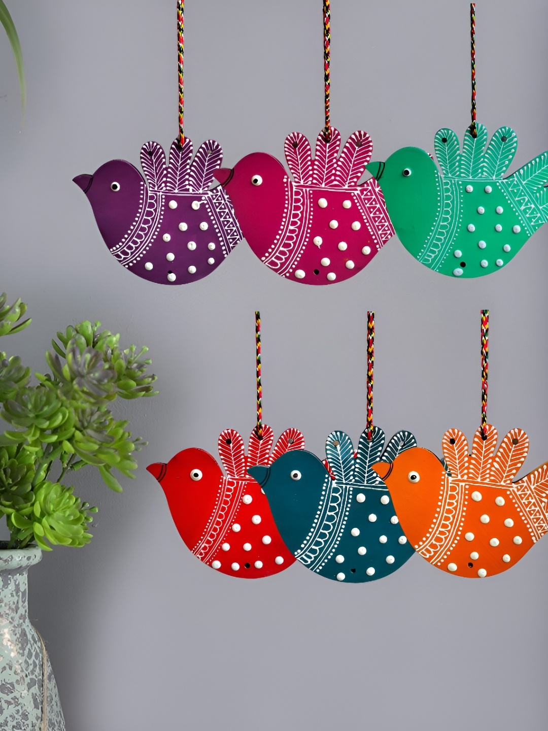 

Sohibe 6Pcs Red & Blue Printed Wall Hanging