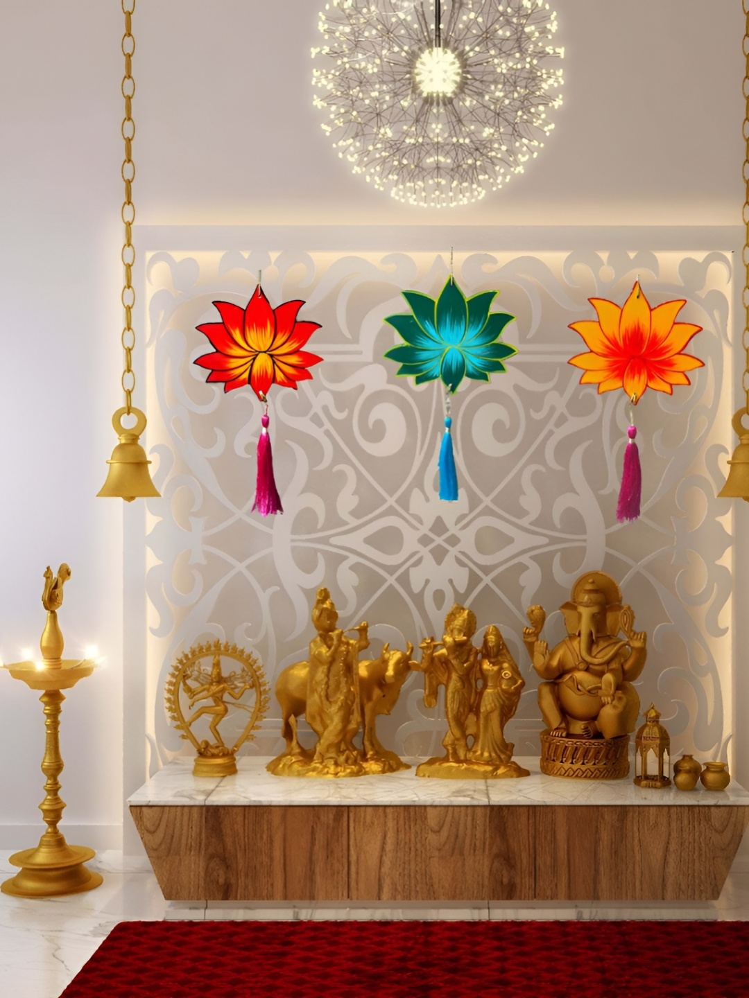 

Sohibe 3Pcs Orange Colored & Yellow Wooden Decorative Wall Hanging Show Piece