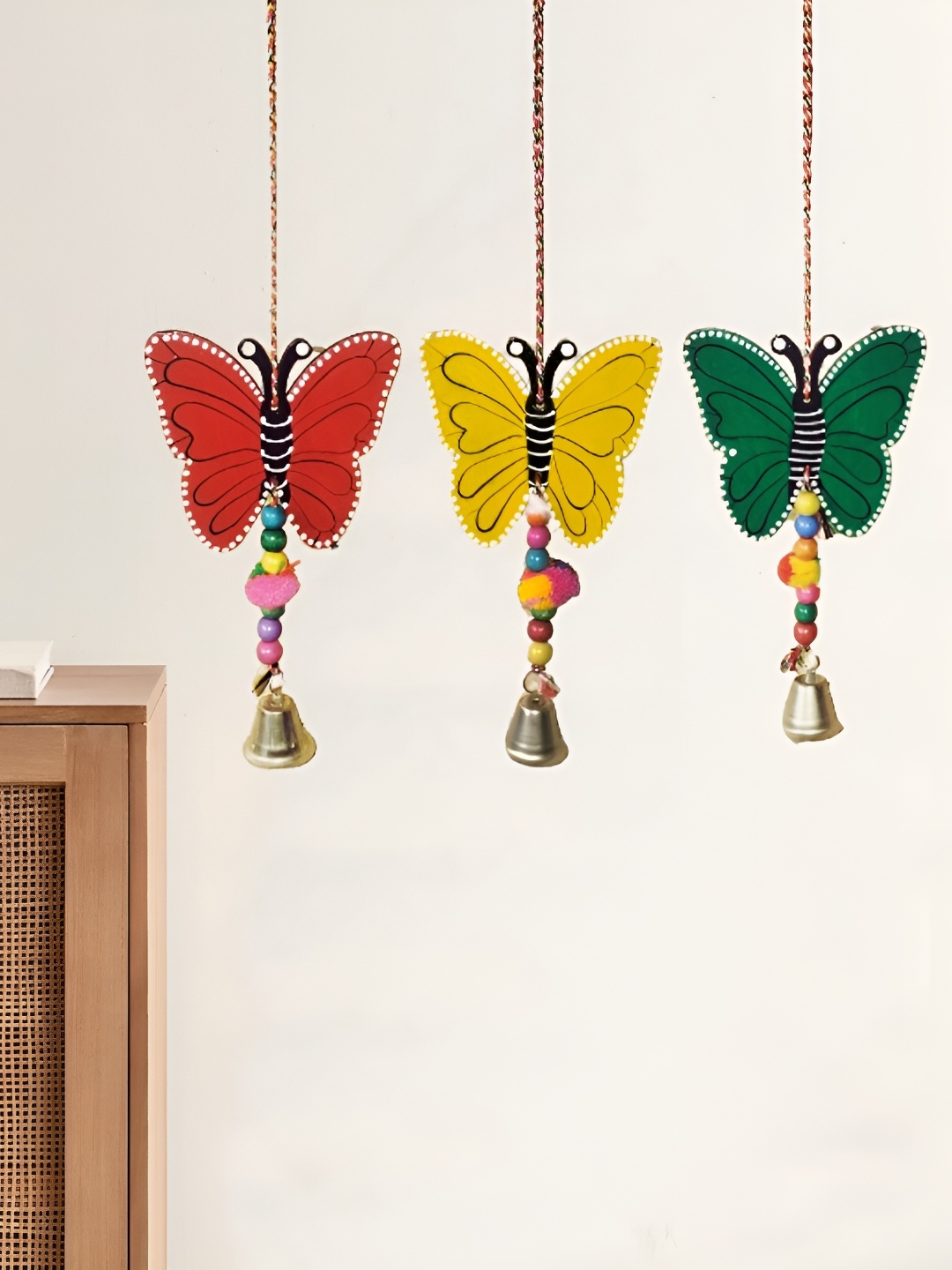 

Sohibe 3Pcs Red & Green Printed Wall Hanging