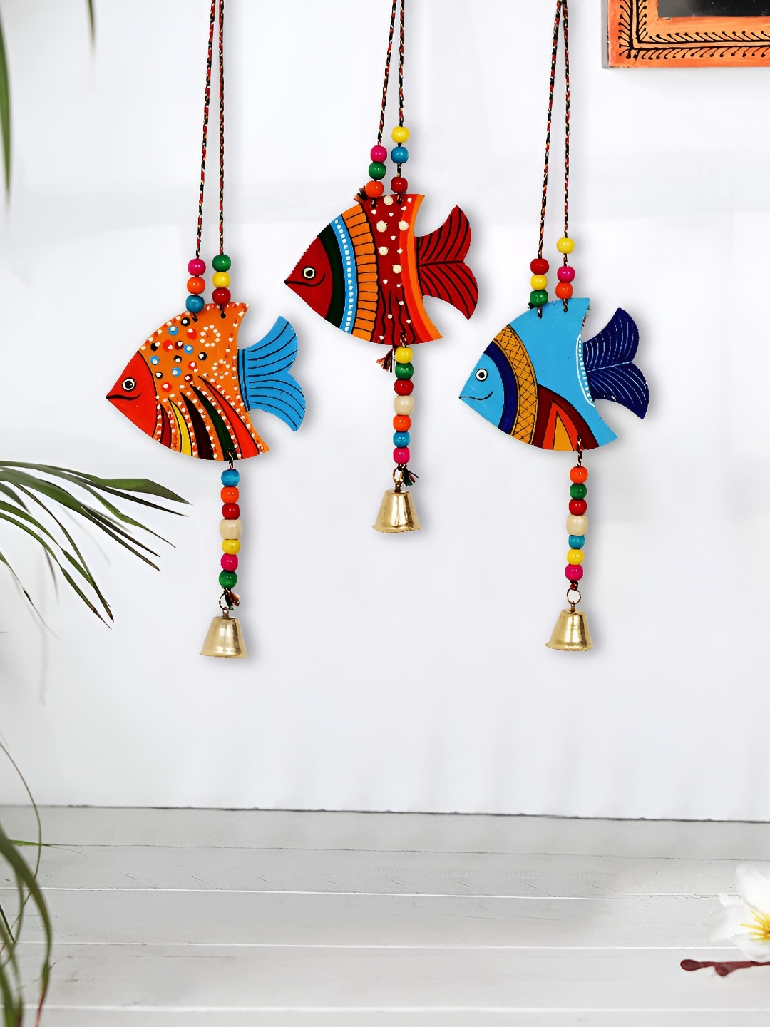 

Sohibe 3Pcs Yellow & Red Fish Bell Wall Hanging