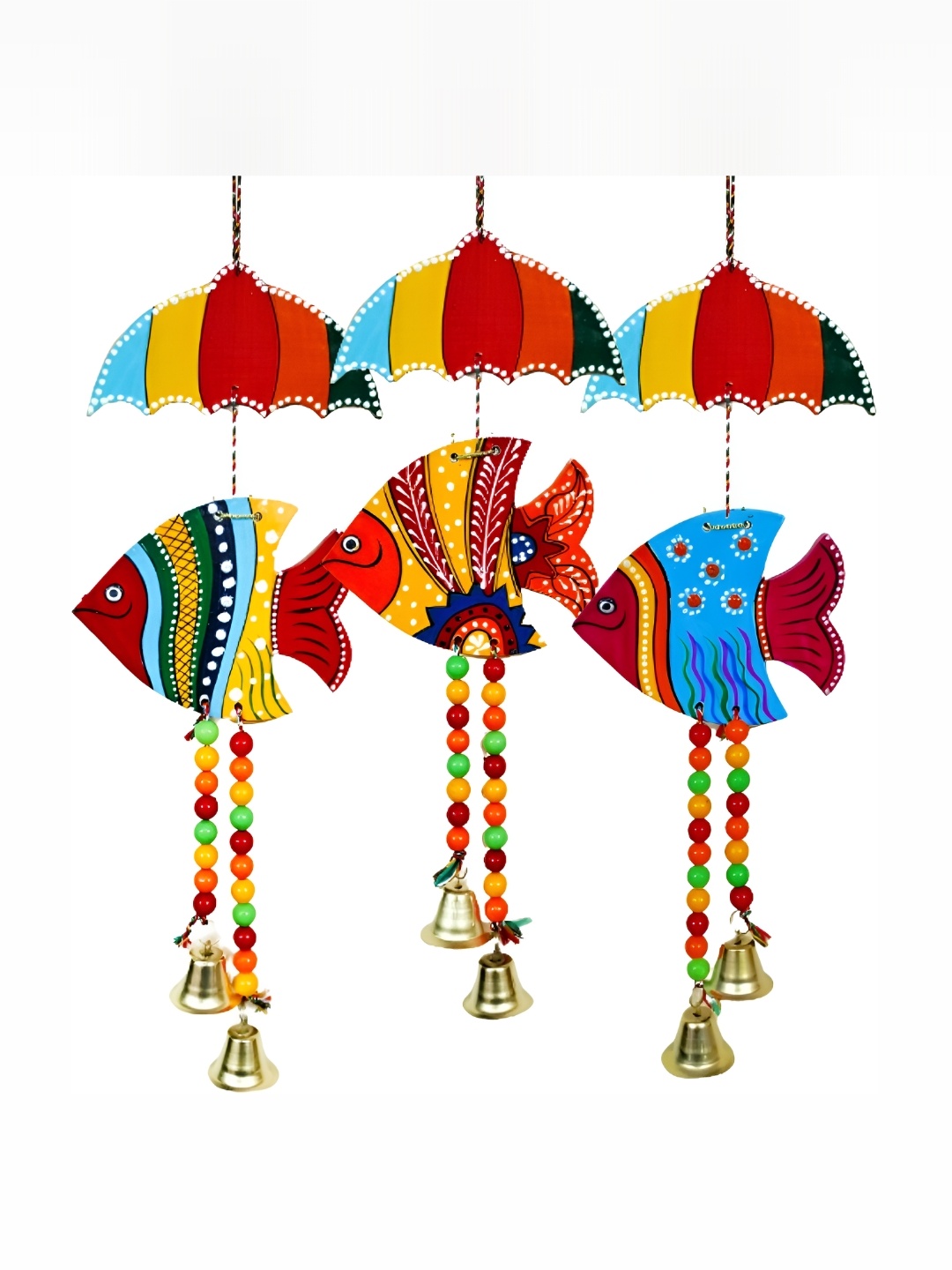 

Sohibe 3Pcs Red & Yellow Fish Bell Wall Hanging