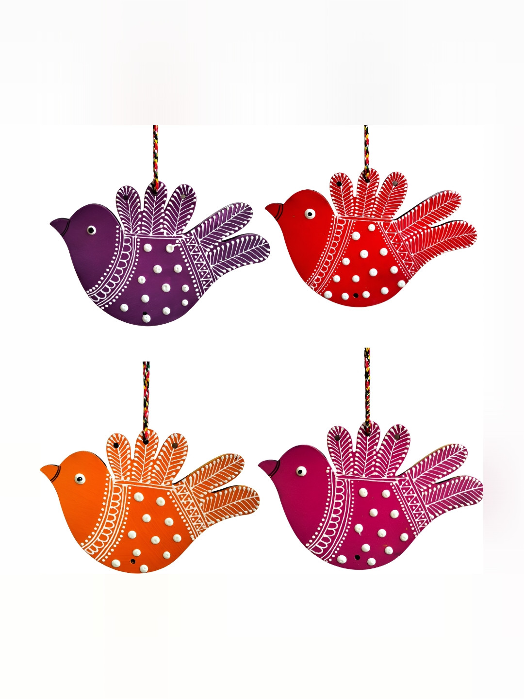 

Sohibe 4Pcs Orange & Purple Bird Wall Hanging