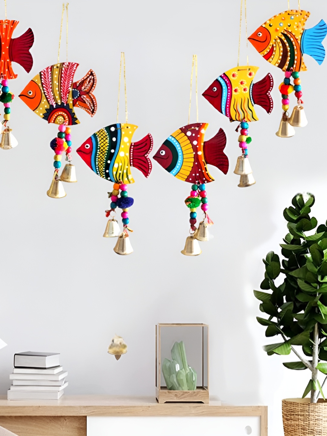 

Sohibe 6Pcs Red & Blue Printed Wall Hanging