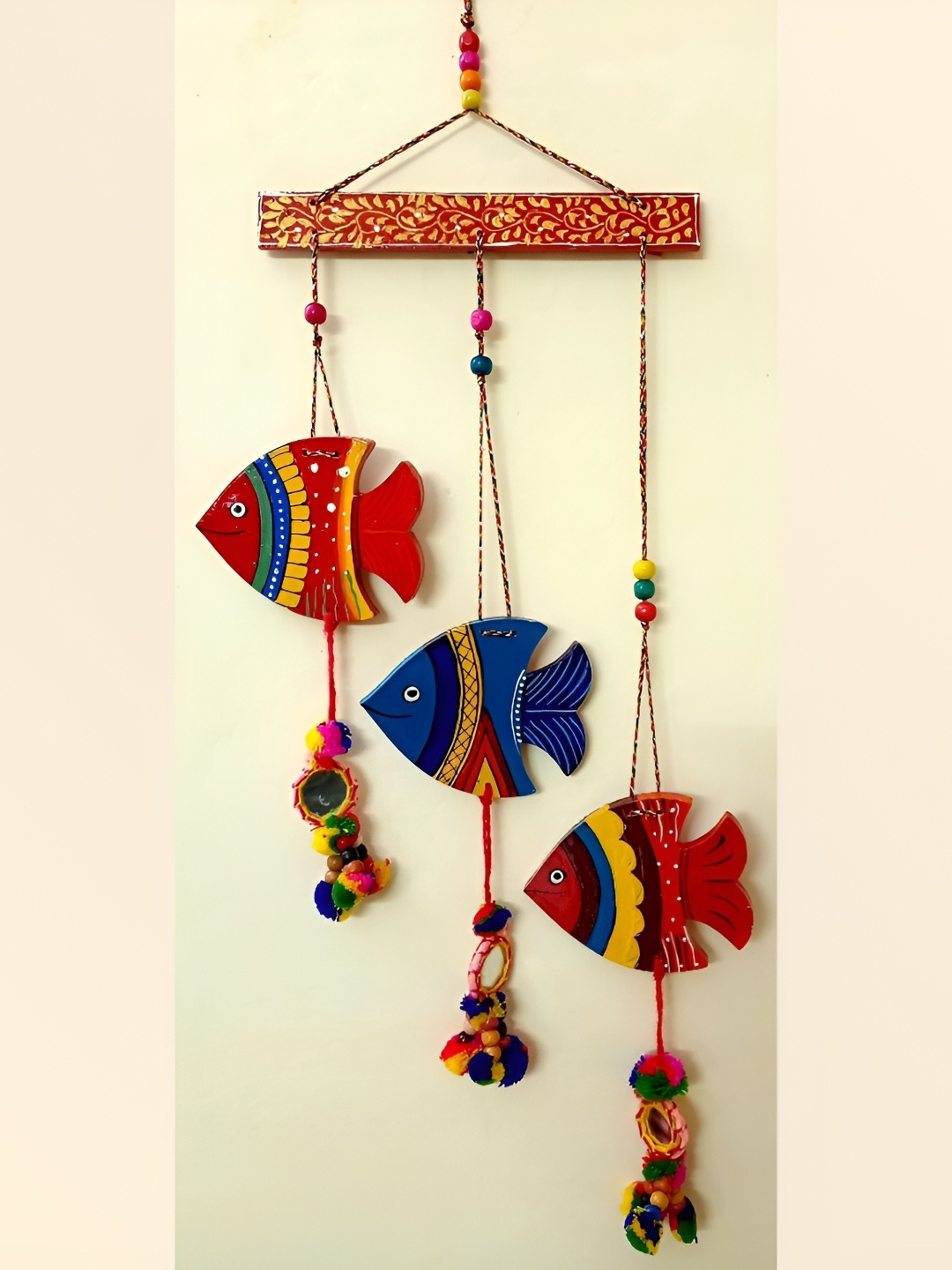 

Sohibe Red & Blue Printed Fish Wall Hanging