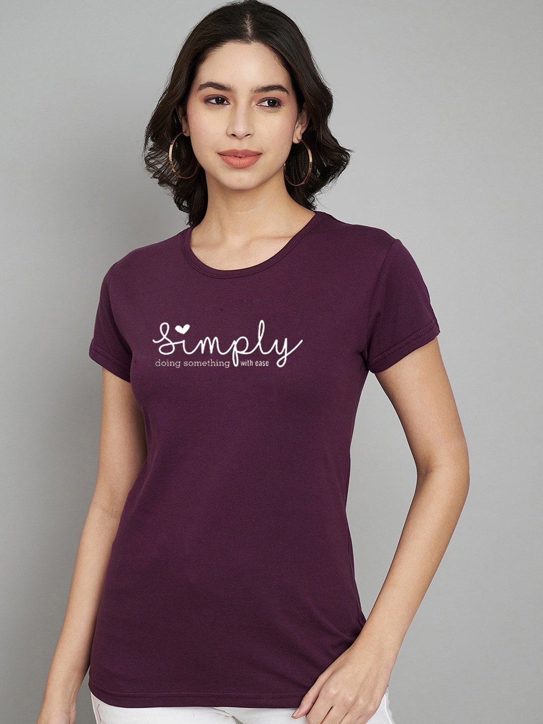 

Trend Level Women Typography Printed T-shirt, Burgundy