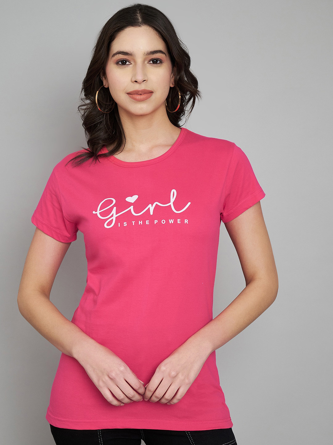 

Trend Level Women Typography Printed Applique T-shirt, Pink