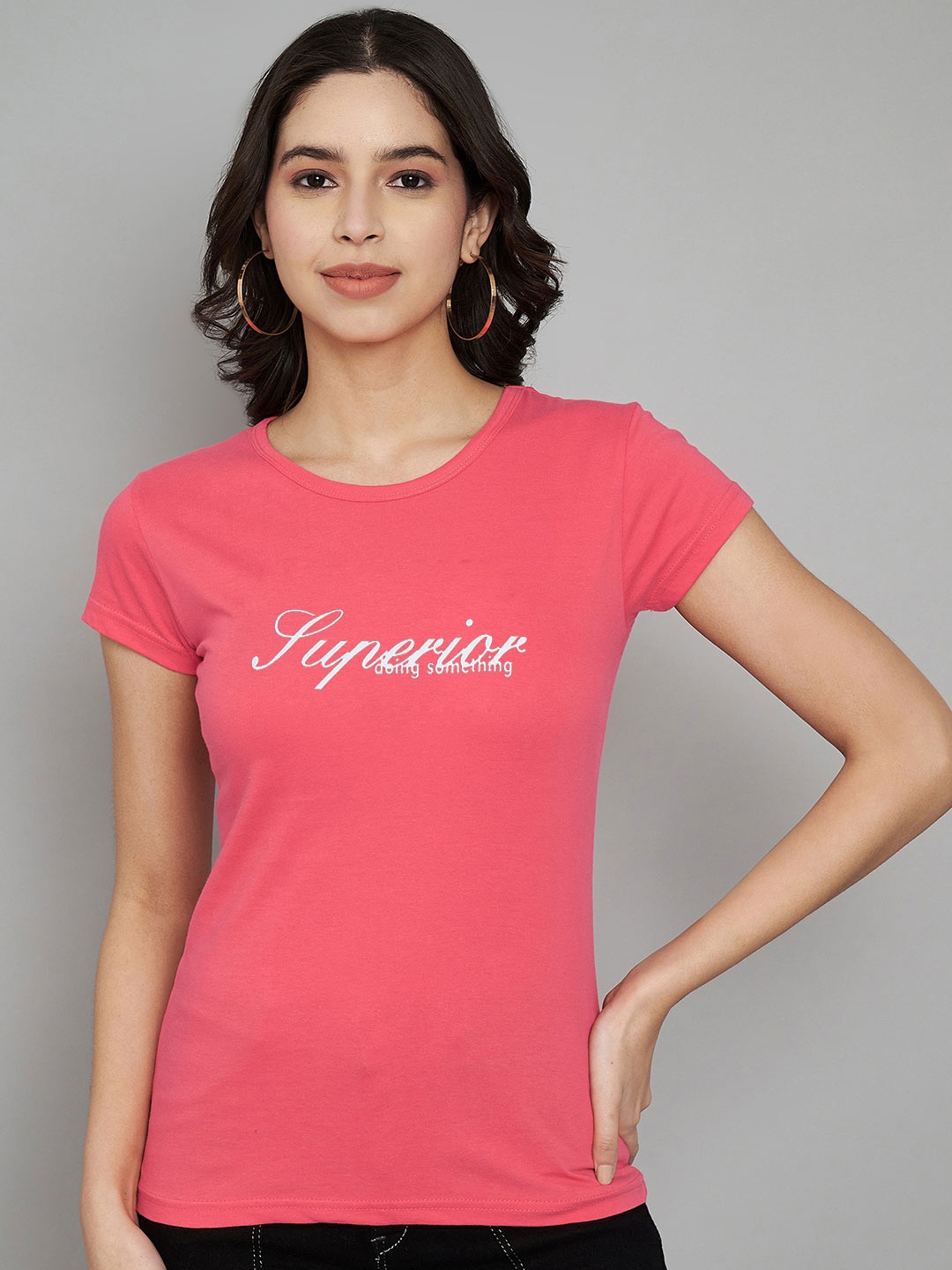 

Trend Level Women Typography Printed T-shirt, Peach