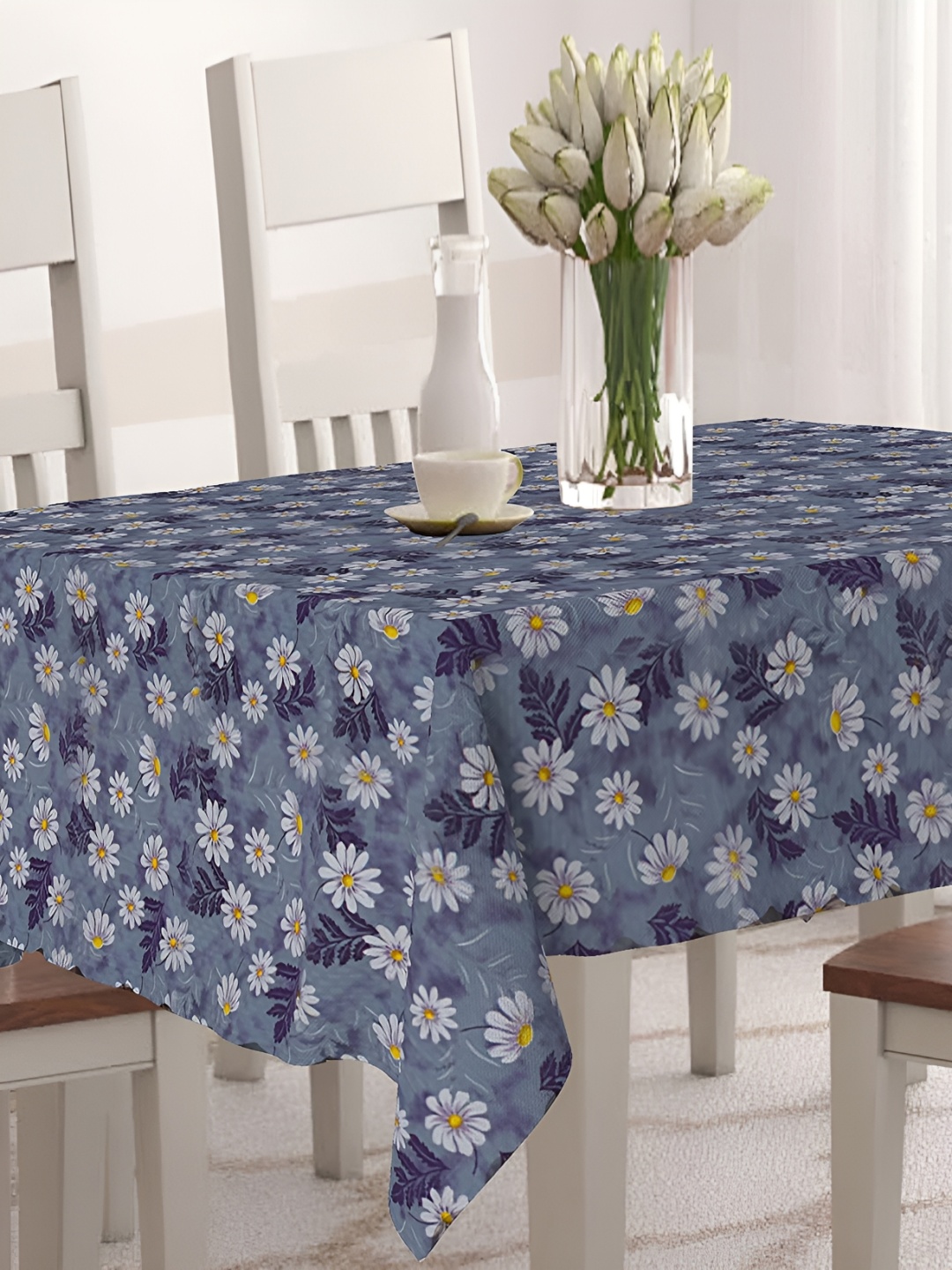 

Homerz Blue Floral Waterproof Plastic 8-Seater Table Cover