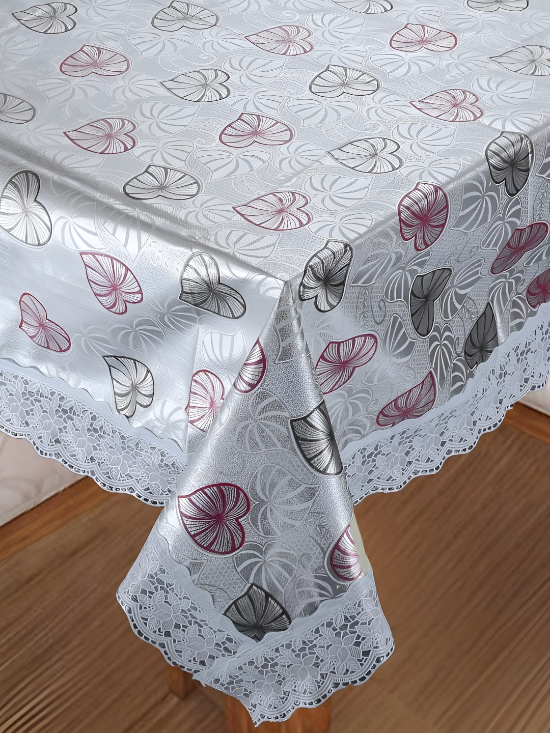 

Homerz Grey Floral Waterproof Plastic 8-Seater Table Cover